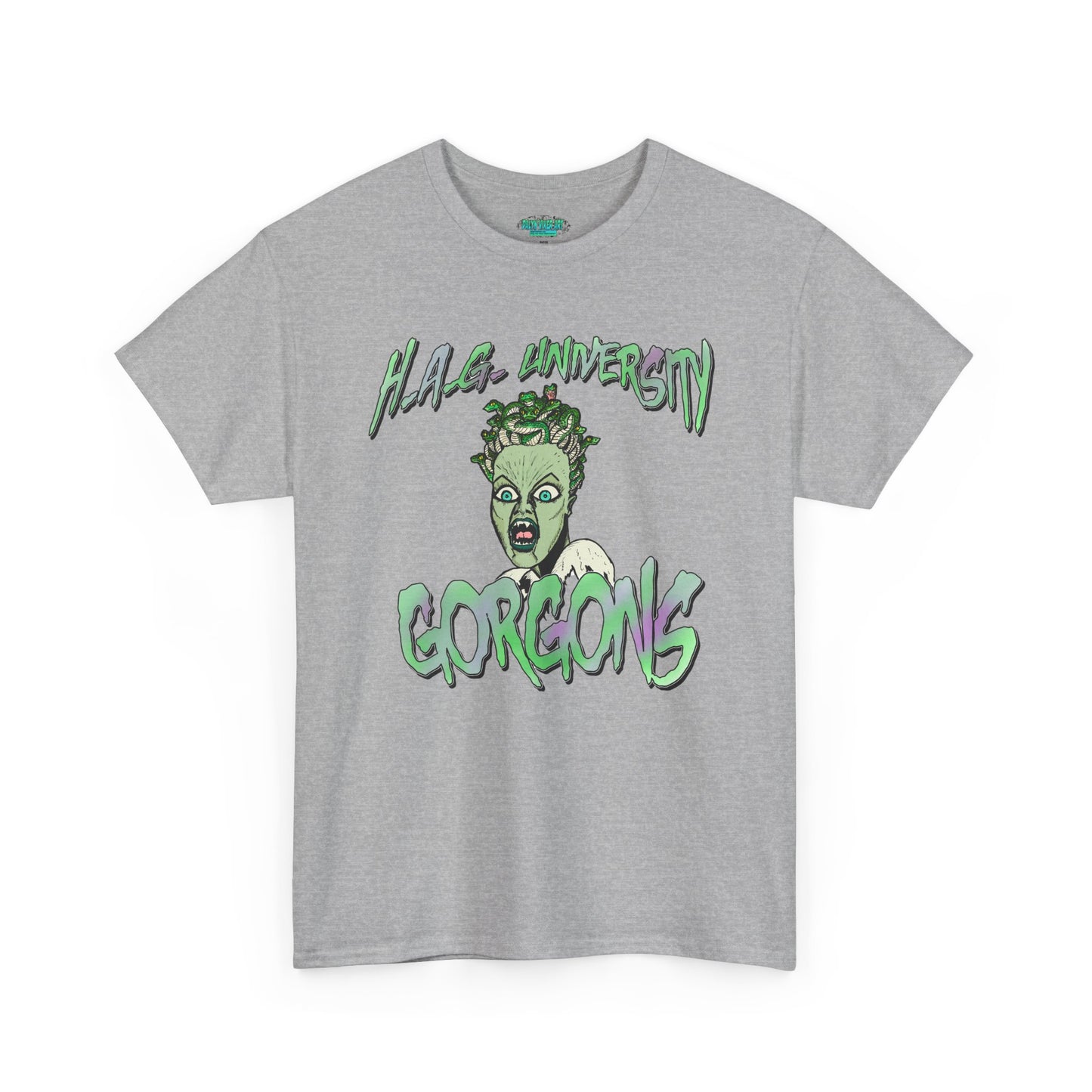 H.A.G. University Gorgons Unisex Heavy Cotton Tee - Spooky & Fun Graphic T-Shirt
