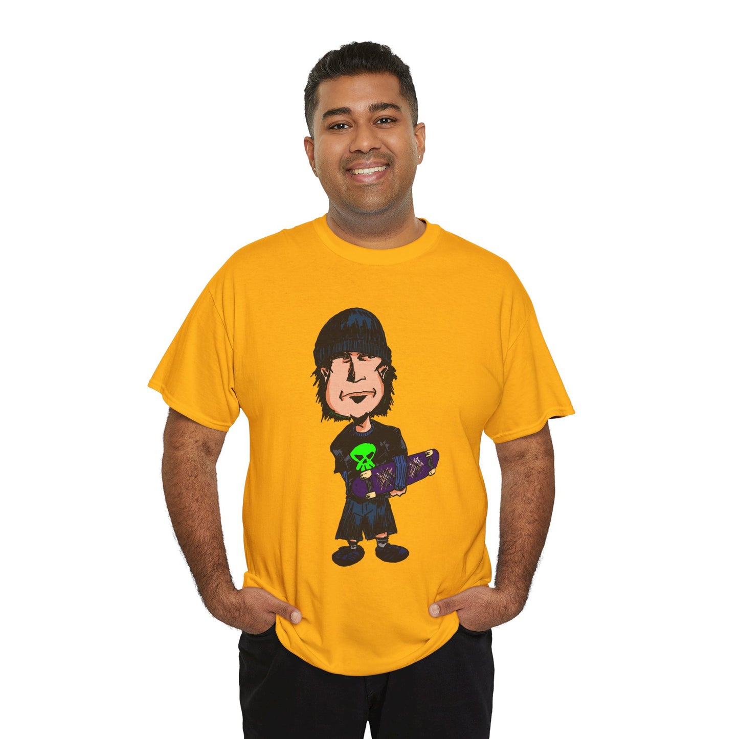 Rude Skater Dude - Skate Punk Cartoon Tee – Boy with Skateboard Graphic Shirt