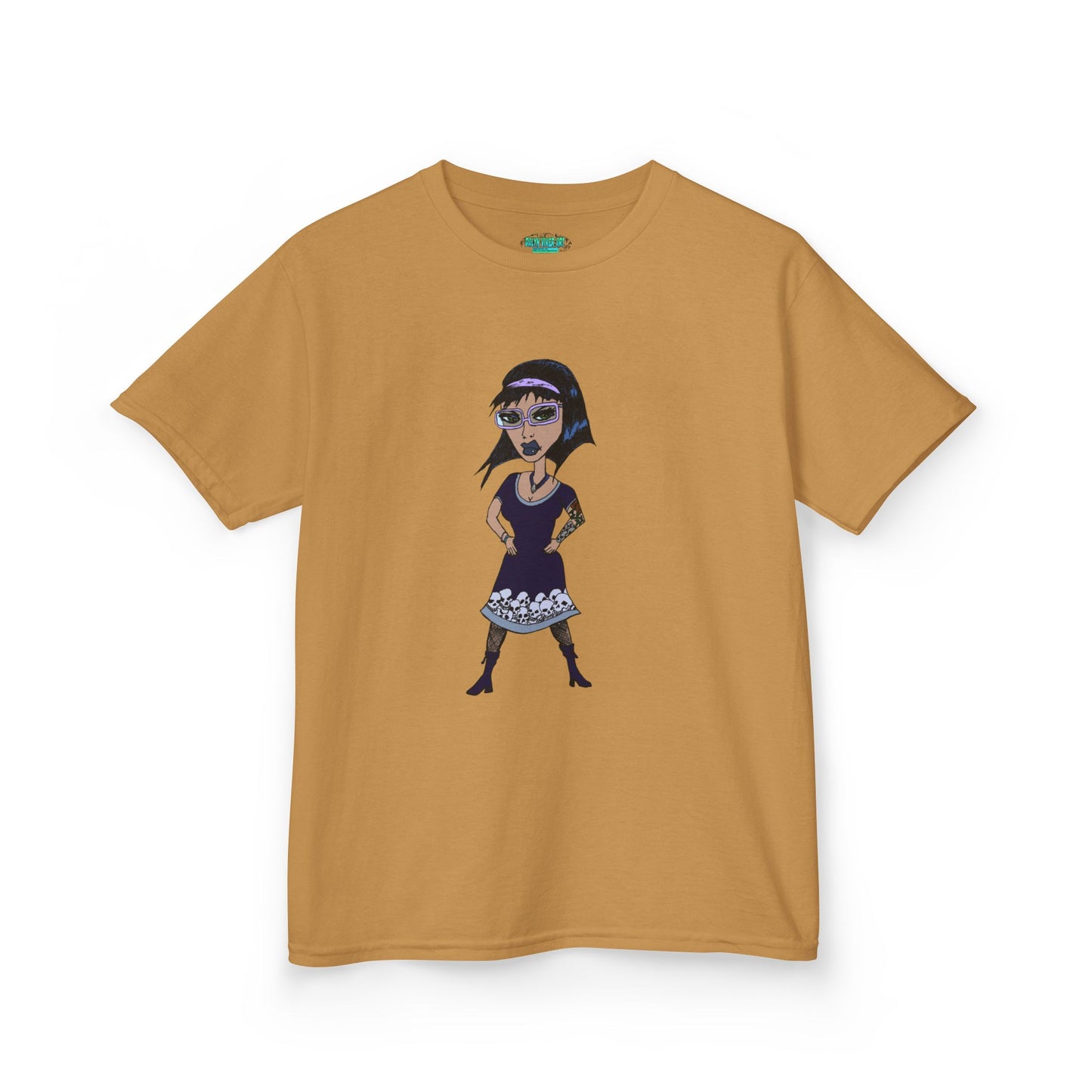 Kids Tee — Vintage Gothic Girl Cartoon Graphic Tee for Children