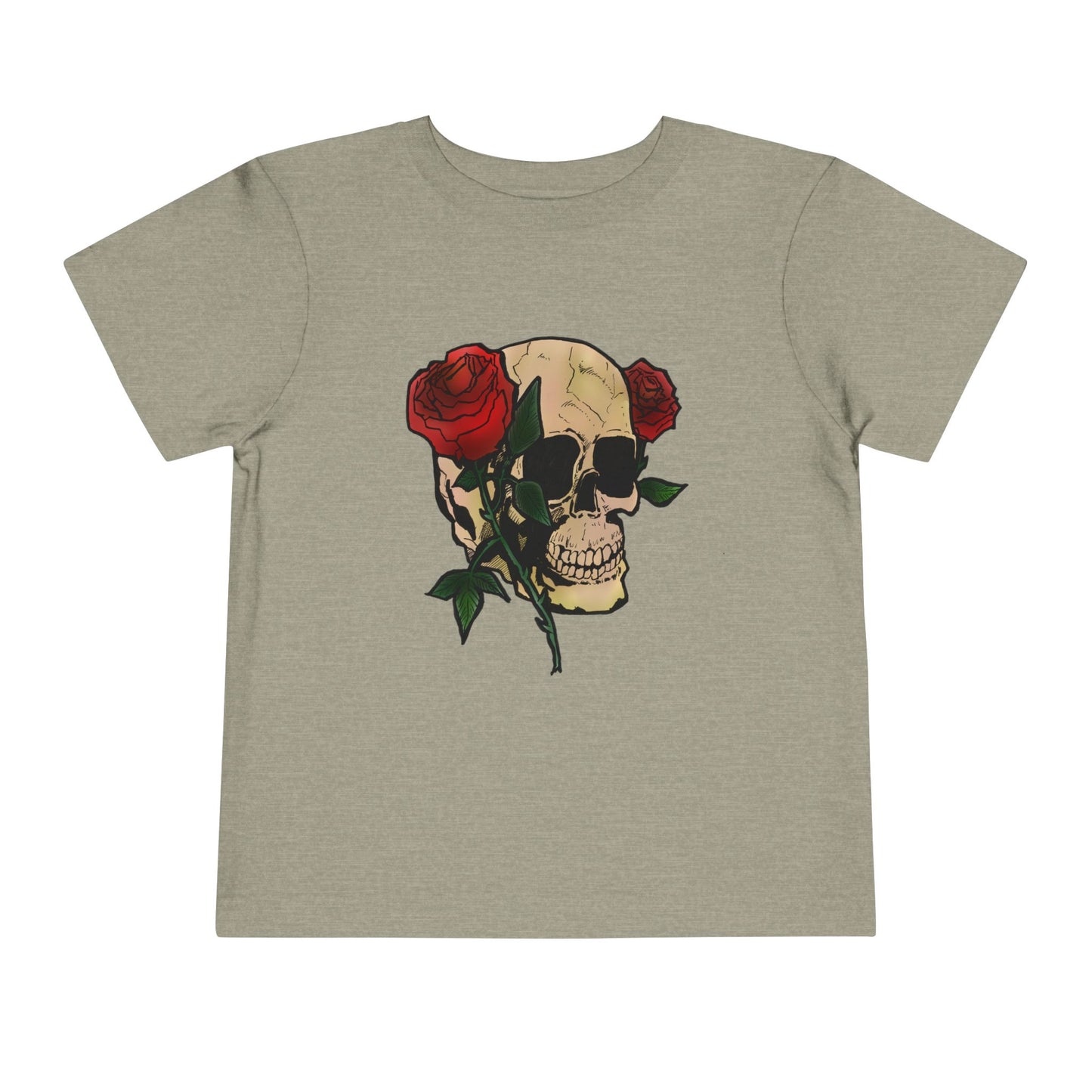 Toddler Tee — Skull with Red Roses Graphic