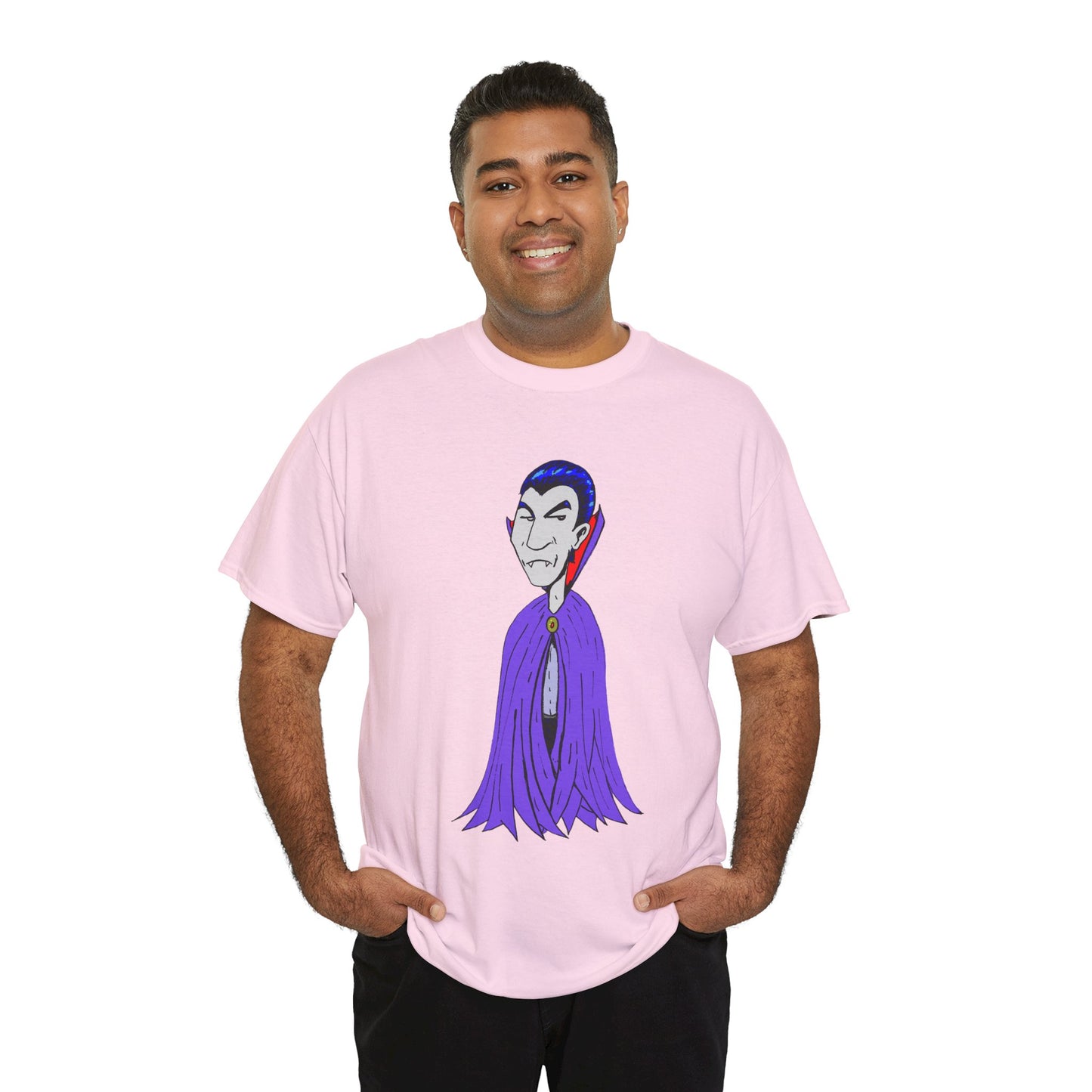 Vampire Cartoon Tee - Cute Purple Cloak Dracula Graphic T-Shirt