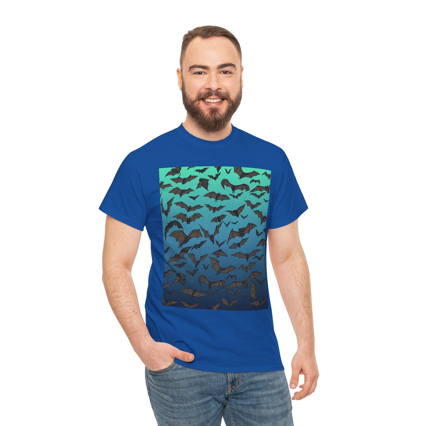Bat Swarm Graphic Tee — Gradient Night Flight T-Shirt