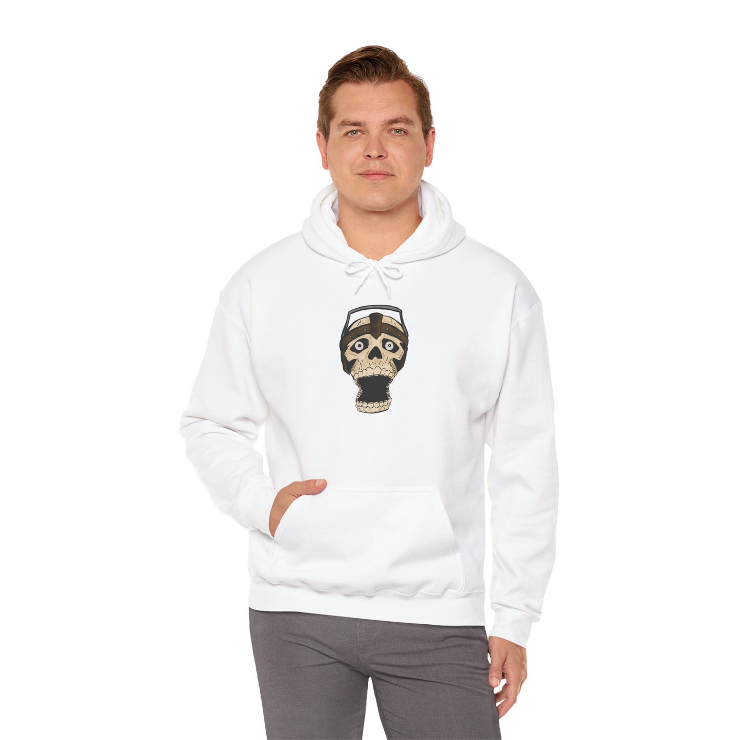 Screaming Skull Graphic Hoodie, Unisex Heavy Blend Sweatshirt, Cozy Casual Wear, Gift for Halloween, Unique October Fashion, Everyday Comfort
