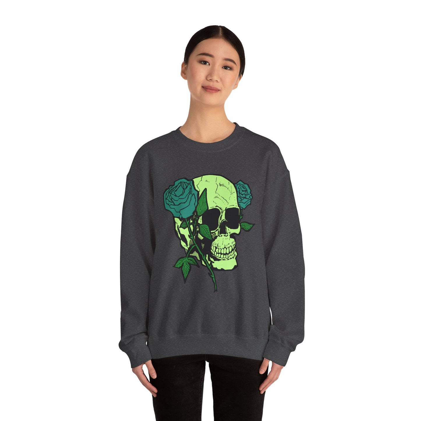 Skull and Roses Crewneck Sweatshirt for Unisex