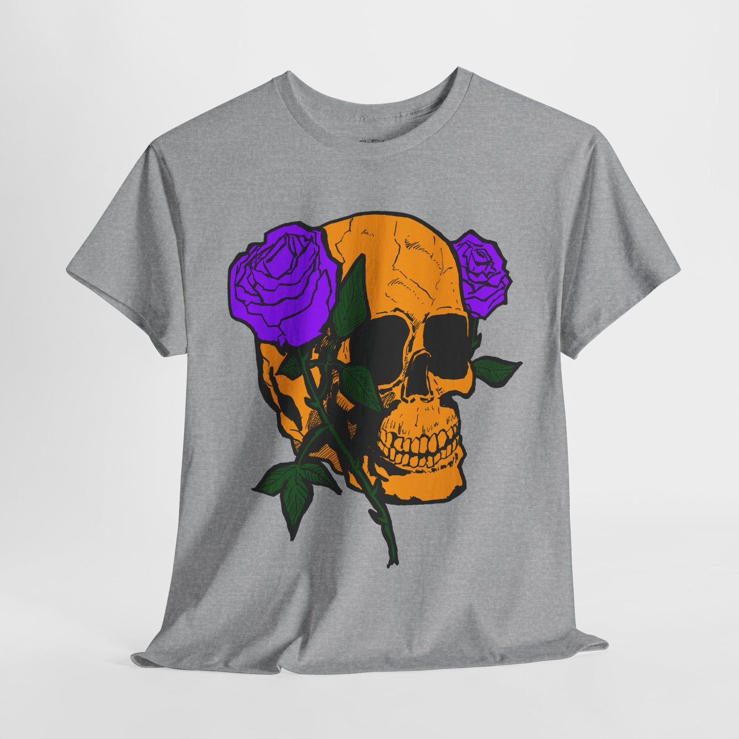 Skull and Roses Unisex Tee, Gothic Aesthetic Shirt, Vintage Graphic T-Shirt, Streetwear Essentials, Edgy Casual Wear