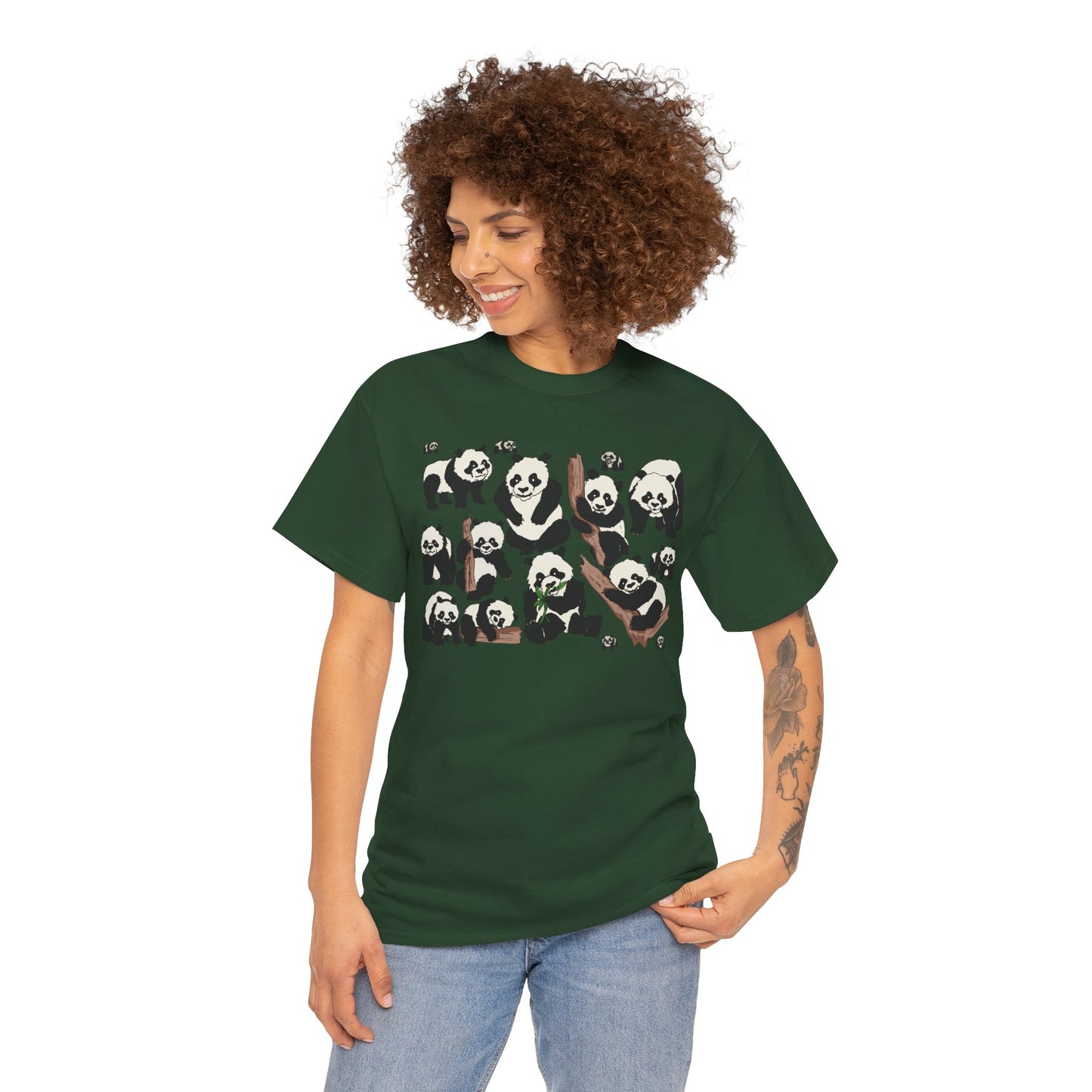 Cute Panda Design Unisex Heavy Cotton Tee | Animal Lover Gift, Casual Wear, Eco-Friendly Apparel, Nature Enthusiast Clothing