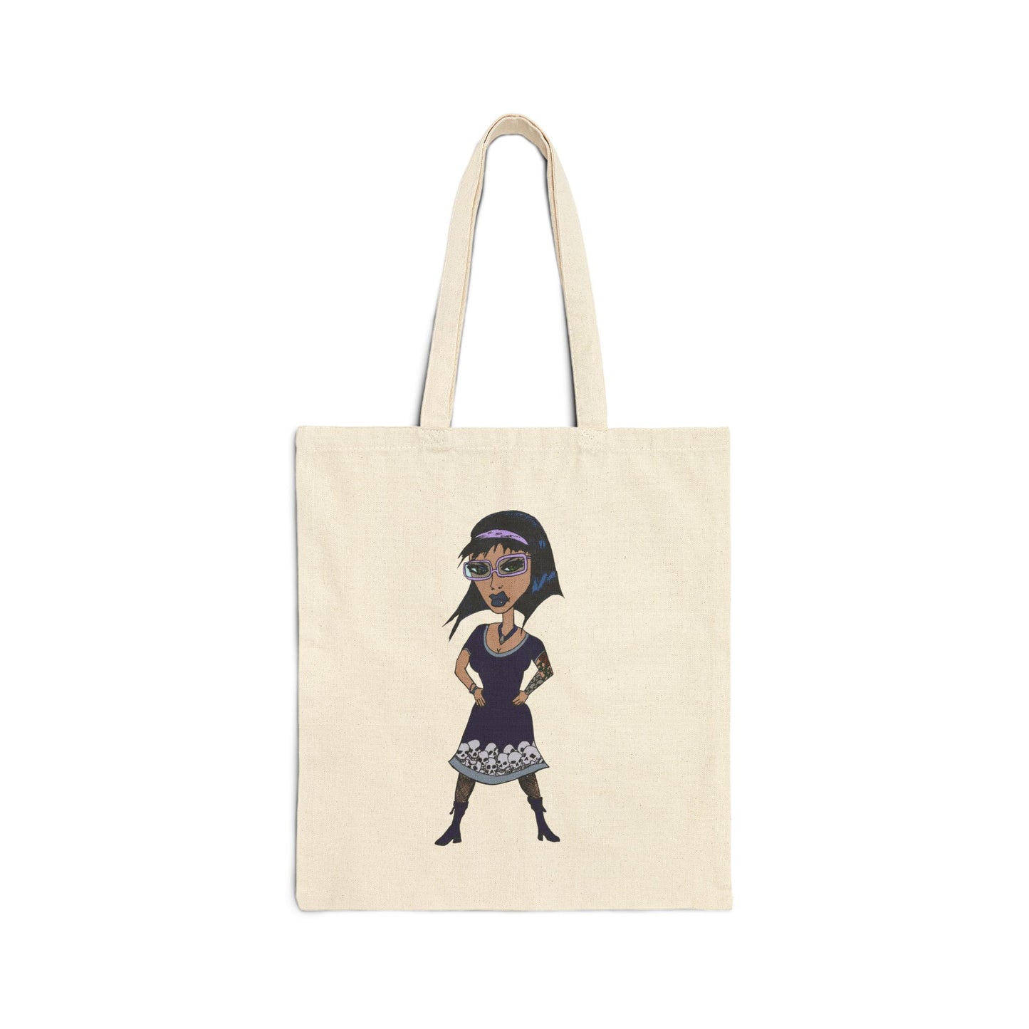 Vintage Goth Woman Cotton Canvas Tote Bag –  Reusable Market Bag