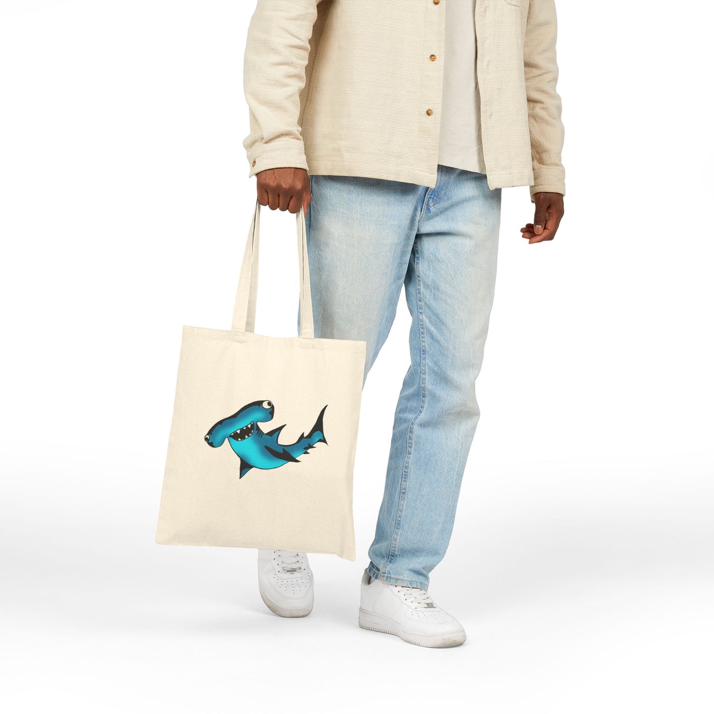 Harley Hammerhead Shark Canvas Tote Bag – Cute Ocean Animal Beach Market Bag