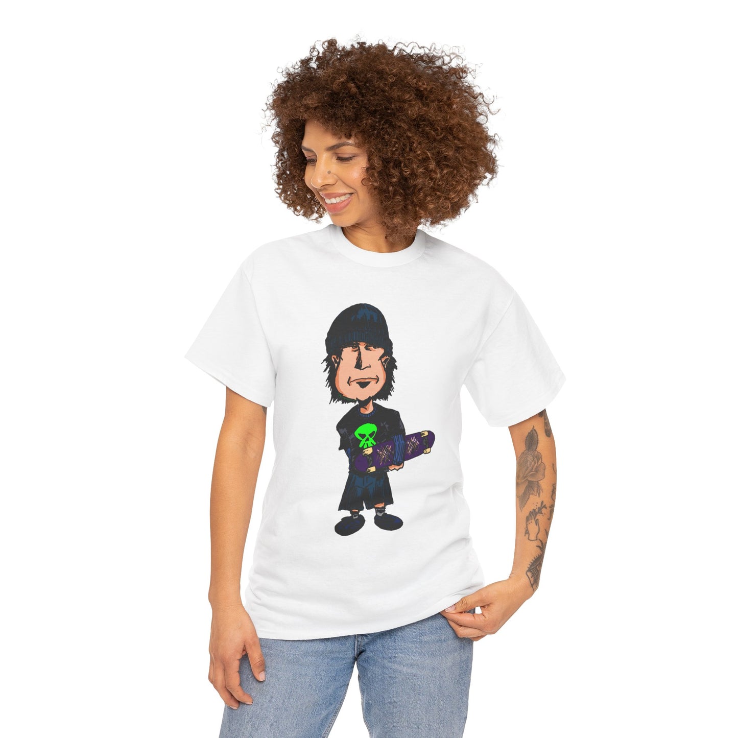 Rude Skater Dude - Skate Punk Cartoon Tee – Boy with Skateboard Graphic Shirt