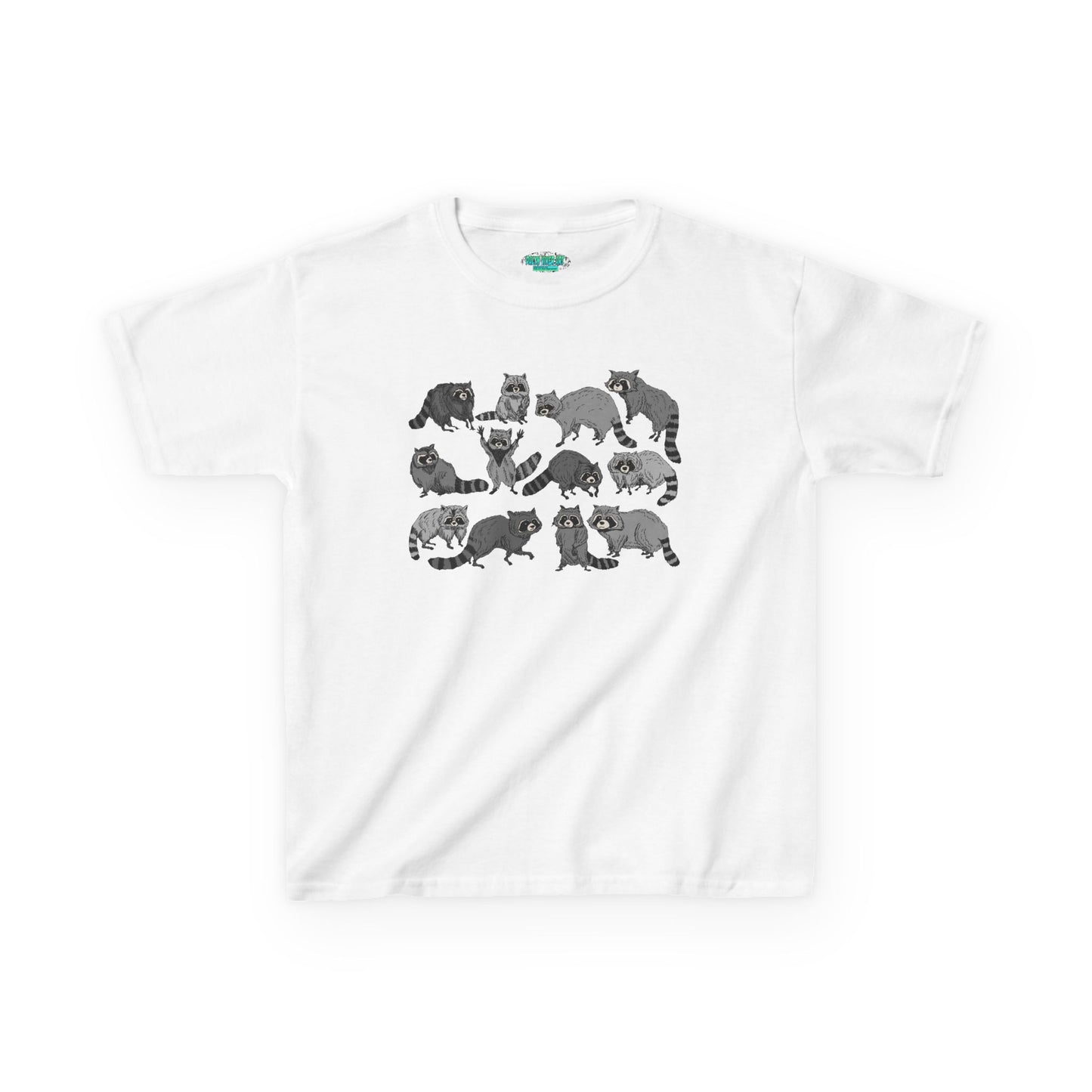 Cute Raccoons Pattern Kids Tee, Animal Lover Gift, Funny Raccoon Shirt, Children's Apparel, Birthday Outfit, Pet Lover Tee