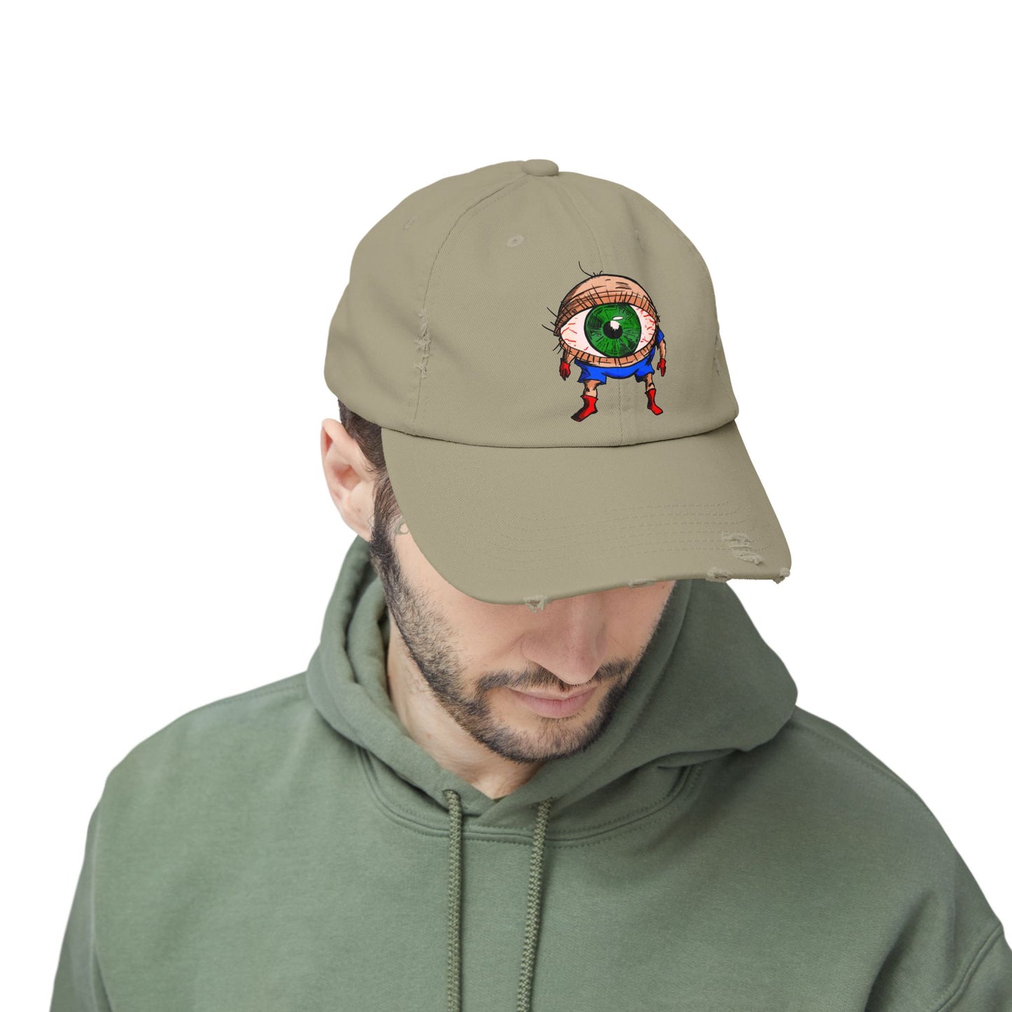 Terrif-EYE-ing Unisex Distressed Cap with Quirky Eyeball Design - Perfect for Casual Style