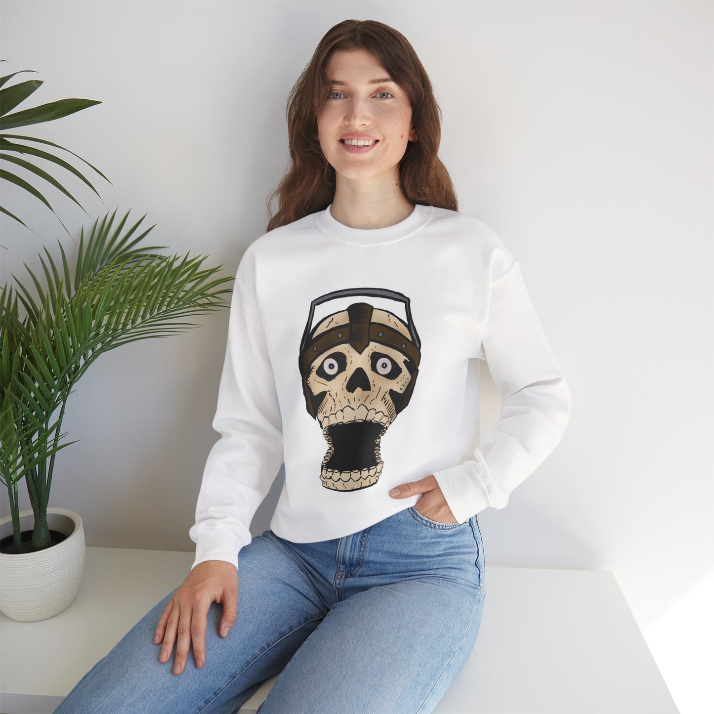 Screaming Skull Graphic Crewneck Sweatshirt - Unisex Heavy Blend