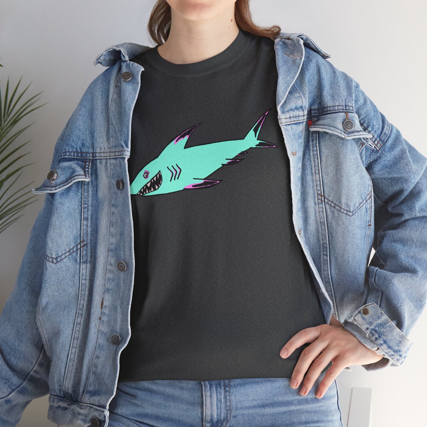 Cool Shark Graphic Unisex Heavy Cotton Tee, Ocean Lover Shirt, Beachwear, Casual Everyday Tee, Gift for Sharks Fans