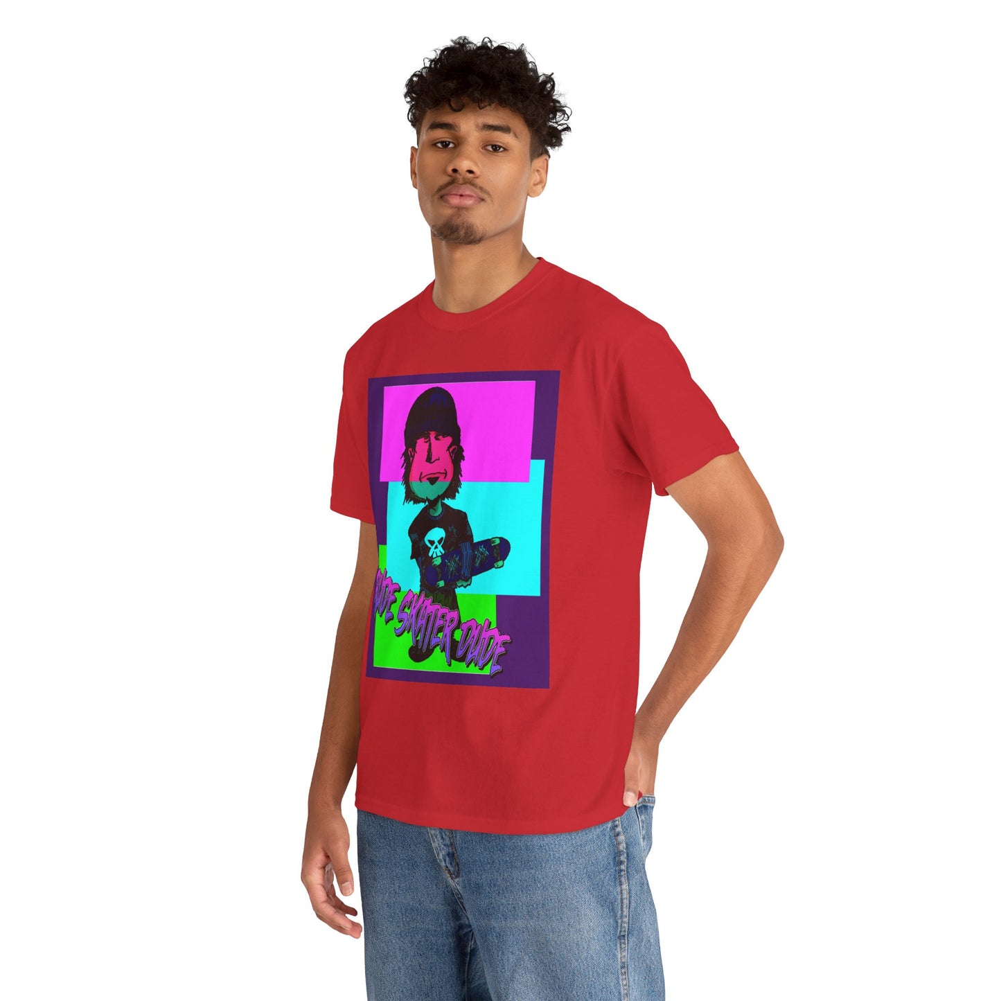 Retro Neon Skateboard Tee — "Rude Skater Dude" Graphic