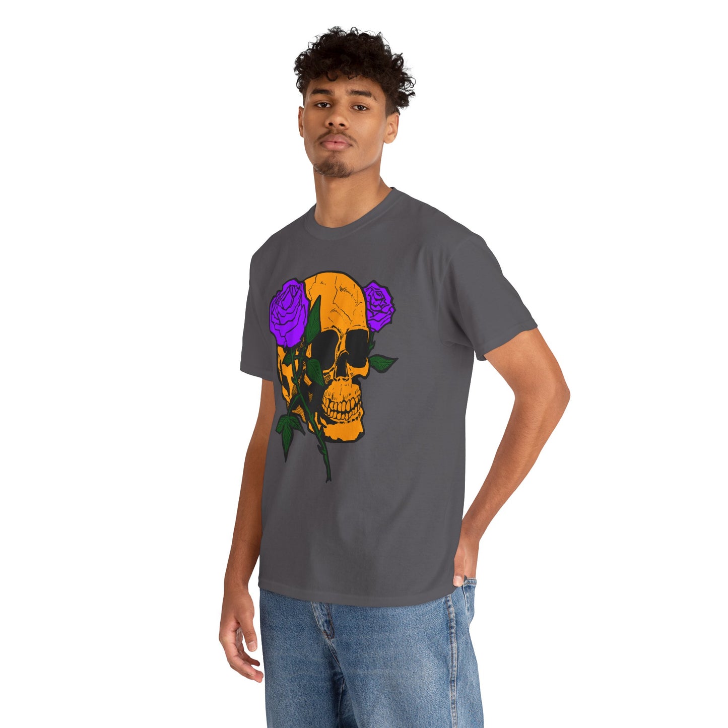 Skull and Roses Unisex Tee, Gothic Aesthetic Shirt, Vintage Graphic T-Shirt, Streetwear Essentials, Edgy Casual Wear