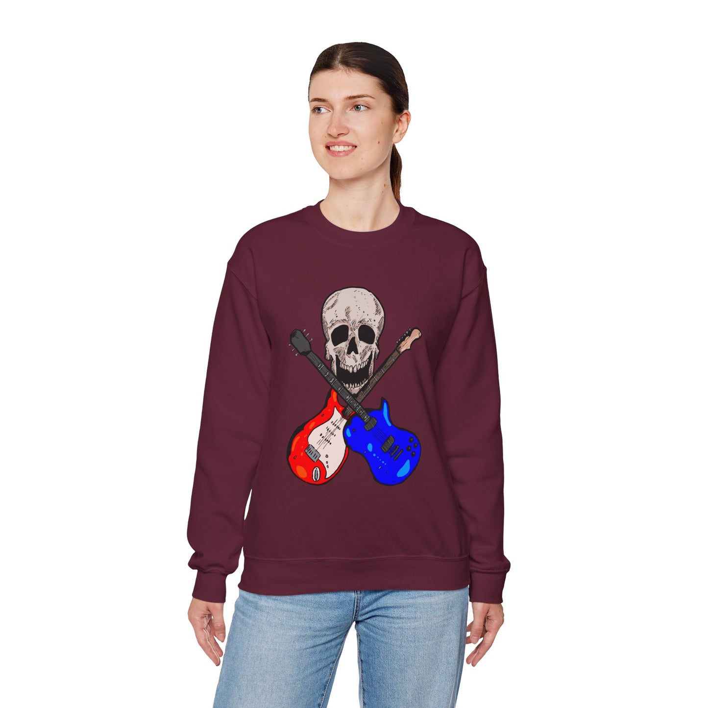 Skull and Guitar Crewneck Sweatshirt