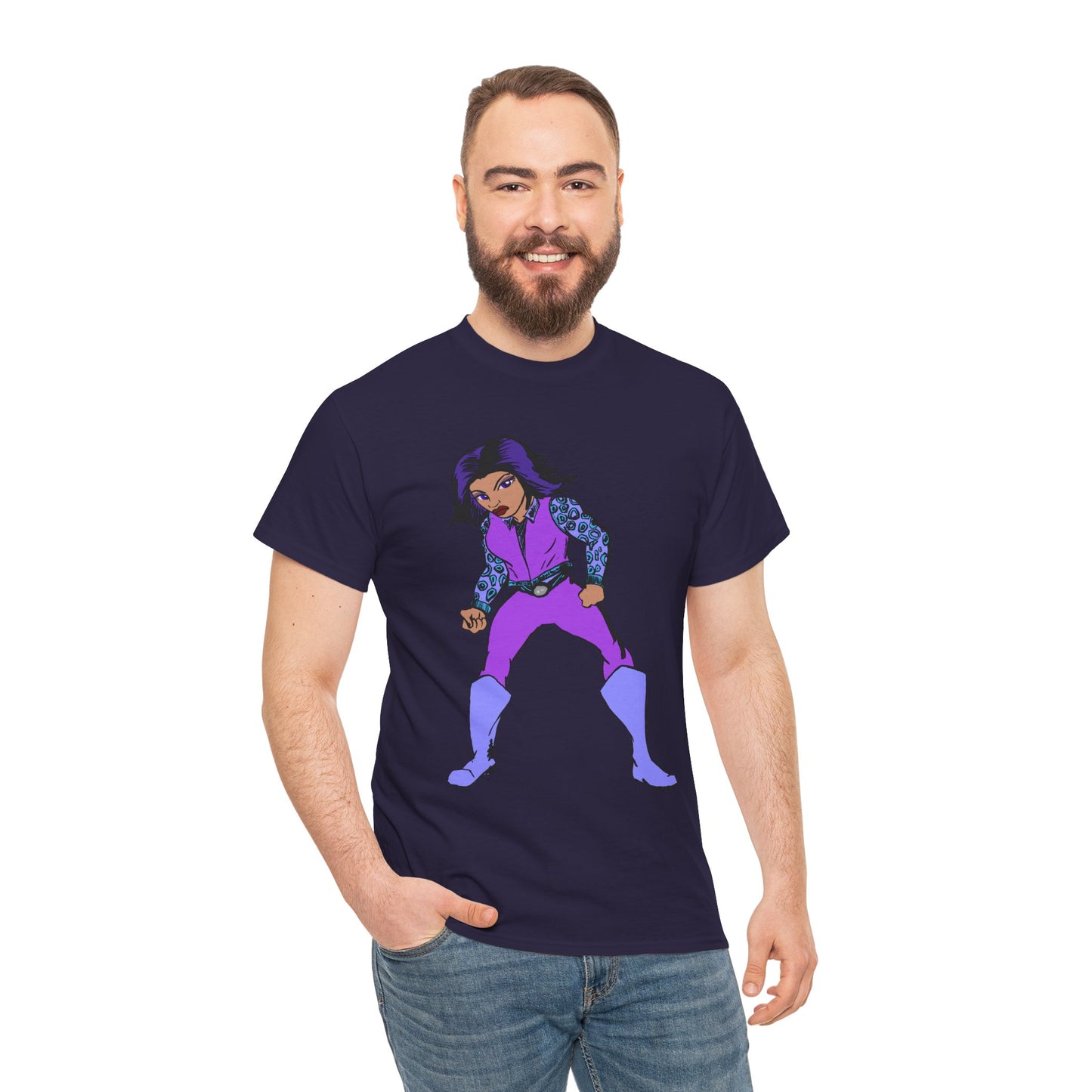 Retro Cartoon Hero Woman Character Unisex Heavy Cotton Tee, Vintage Graphic Tee, Fun T-Shirt, Gift for Fans, Casual Wear, Everyday Tee