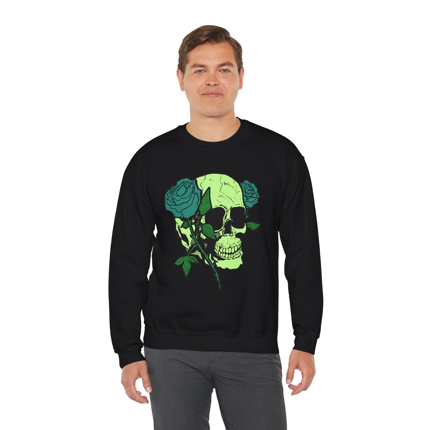 Skull and Roses Crewneck Sweatshirt for Unisex