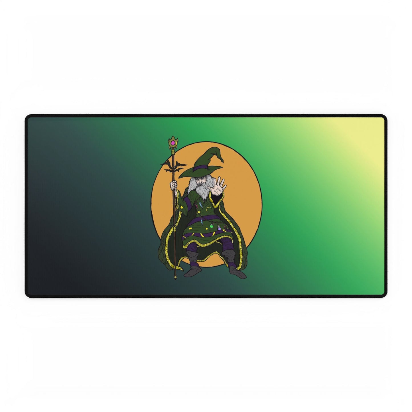 Wizard Desk Mat – Green Moon Gaming & Office Mouse Pad or Card Playing Mat