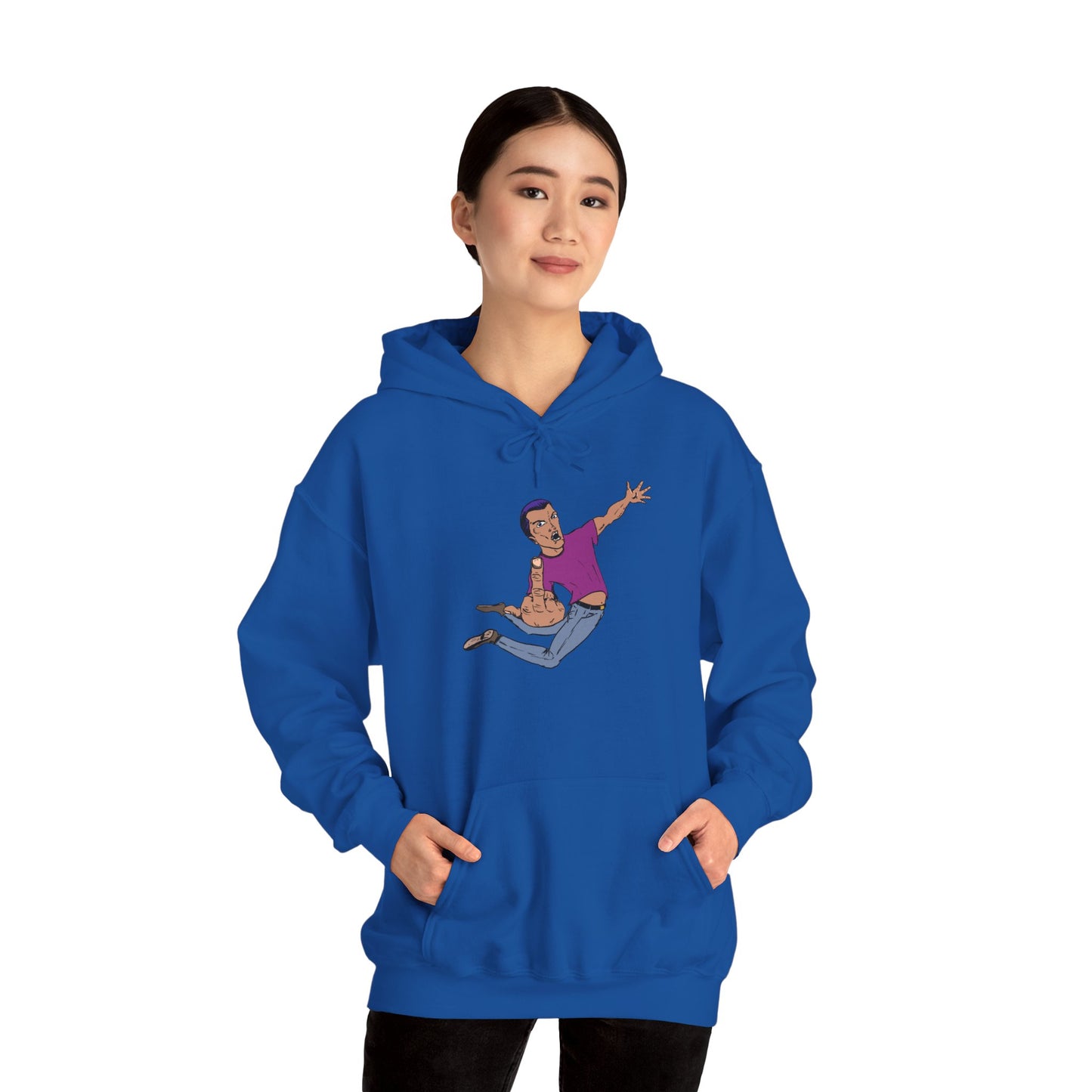 Funny Flying Eff Unisex Hooded Sweatshirt with Cartoon Design, Casual Hoodie, Gift for Friends, Birthday Gift, Loungewear