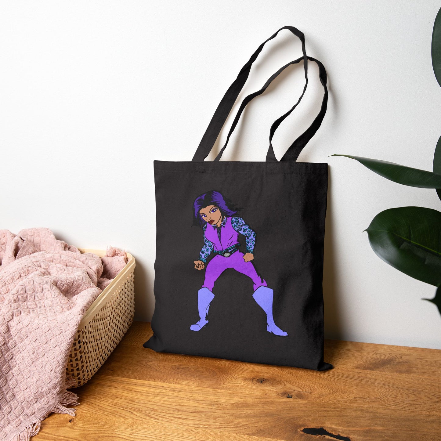 Canvas Tote Bag — Retro Purple Superhero Illustration Tote for Fans & Everyday Use