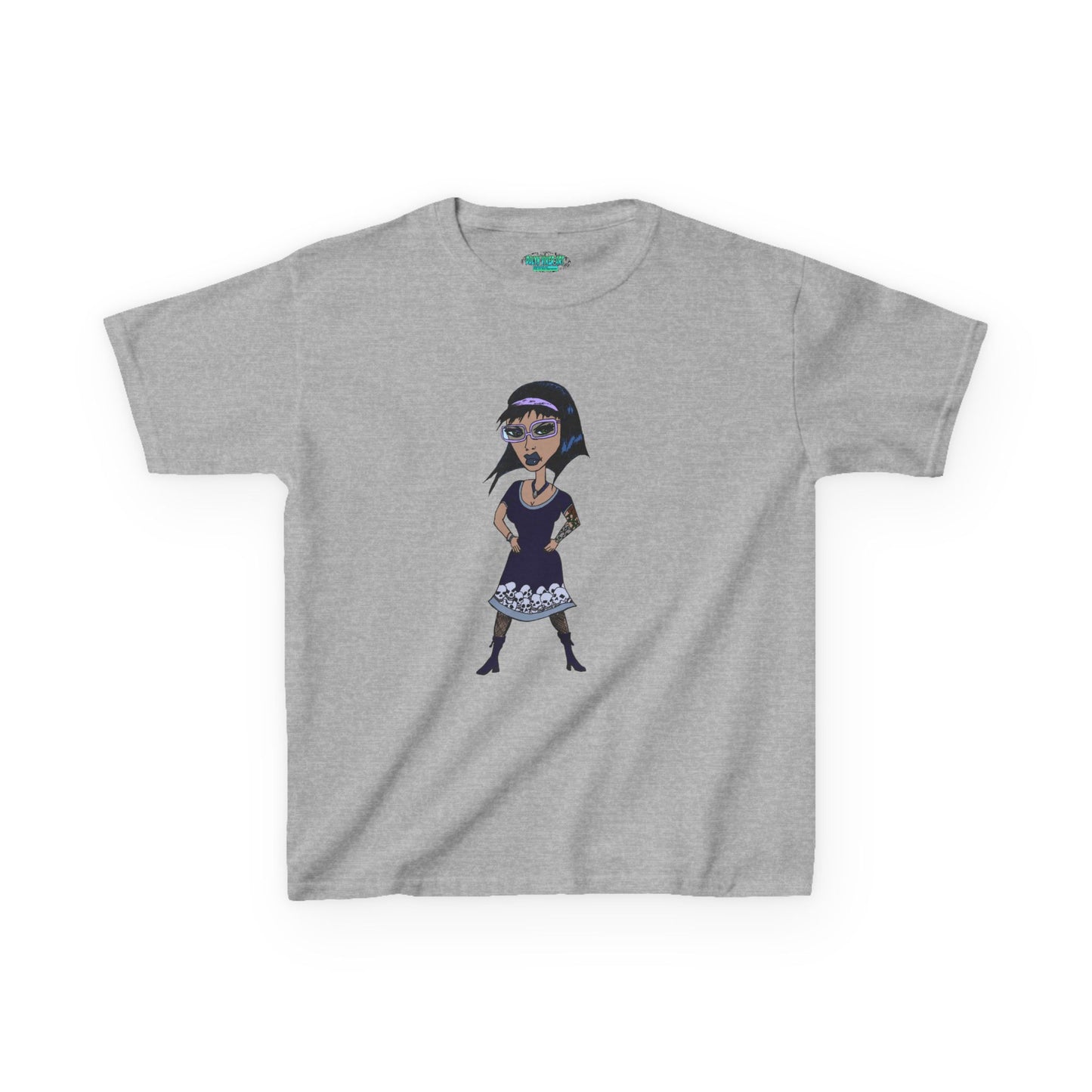 Kids Tee — Vintage Gothic Girl Cartoon Graphic Tee for Children