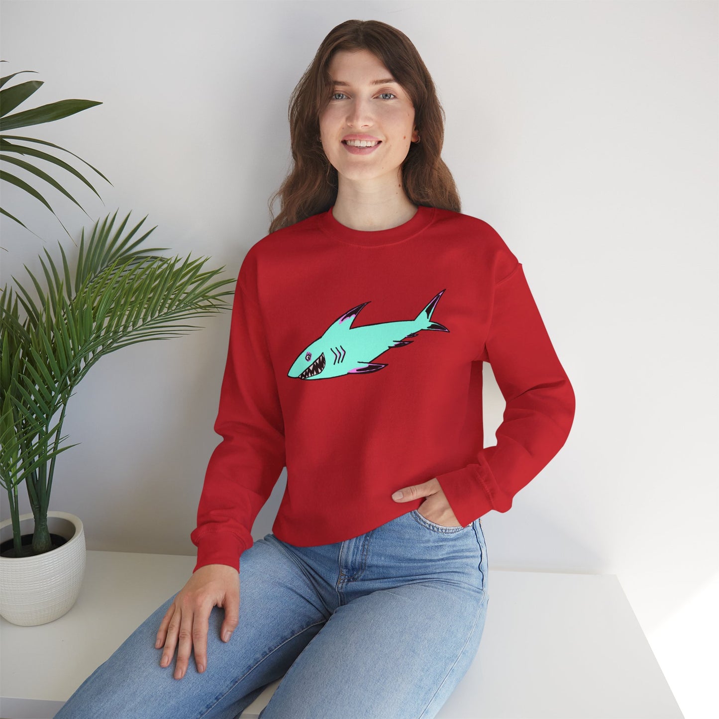 Charming Shark Graphic Sweatshirt - Unisex Heavy Blend™ Crewneck