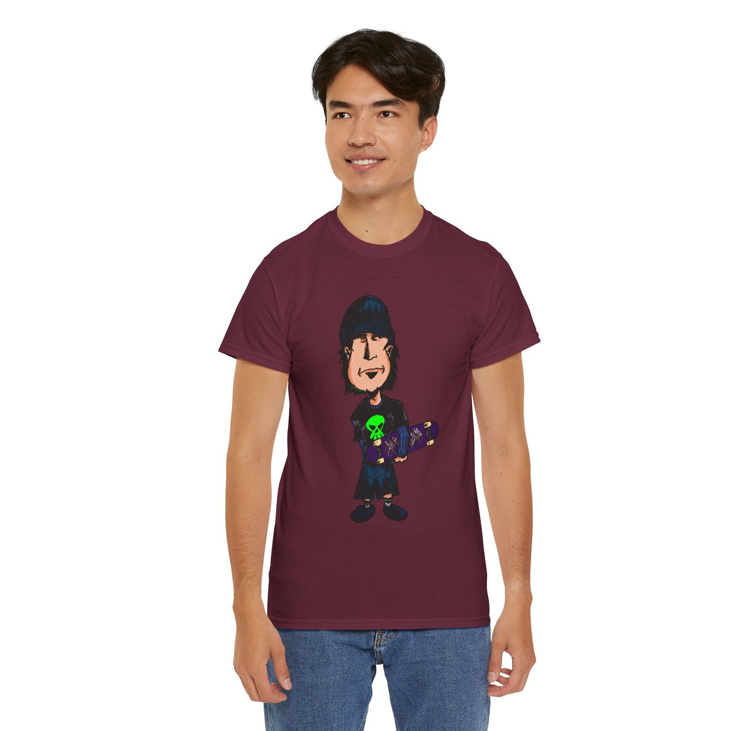 Rude Skater Dude - Skate Punk Cartoon Tee – Boy with Skateboard Graphic Shirt