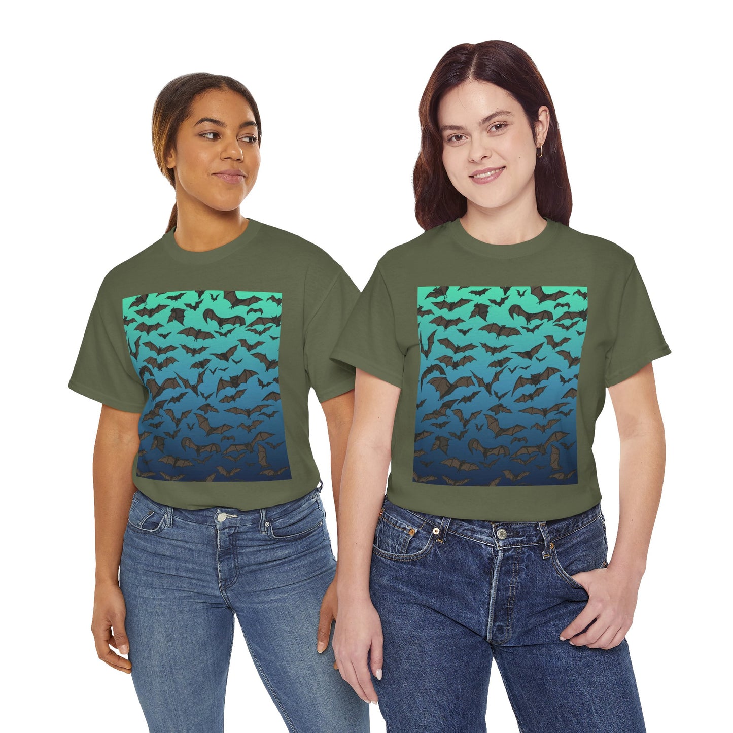 Bat Swarm Graphic Tee — Gradient Night Flight T-Shirt