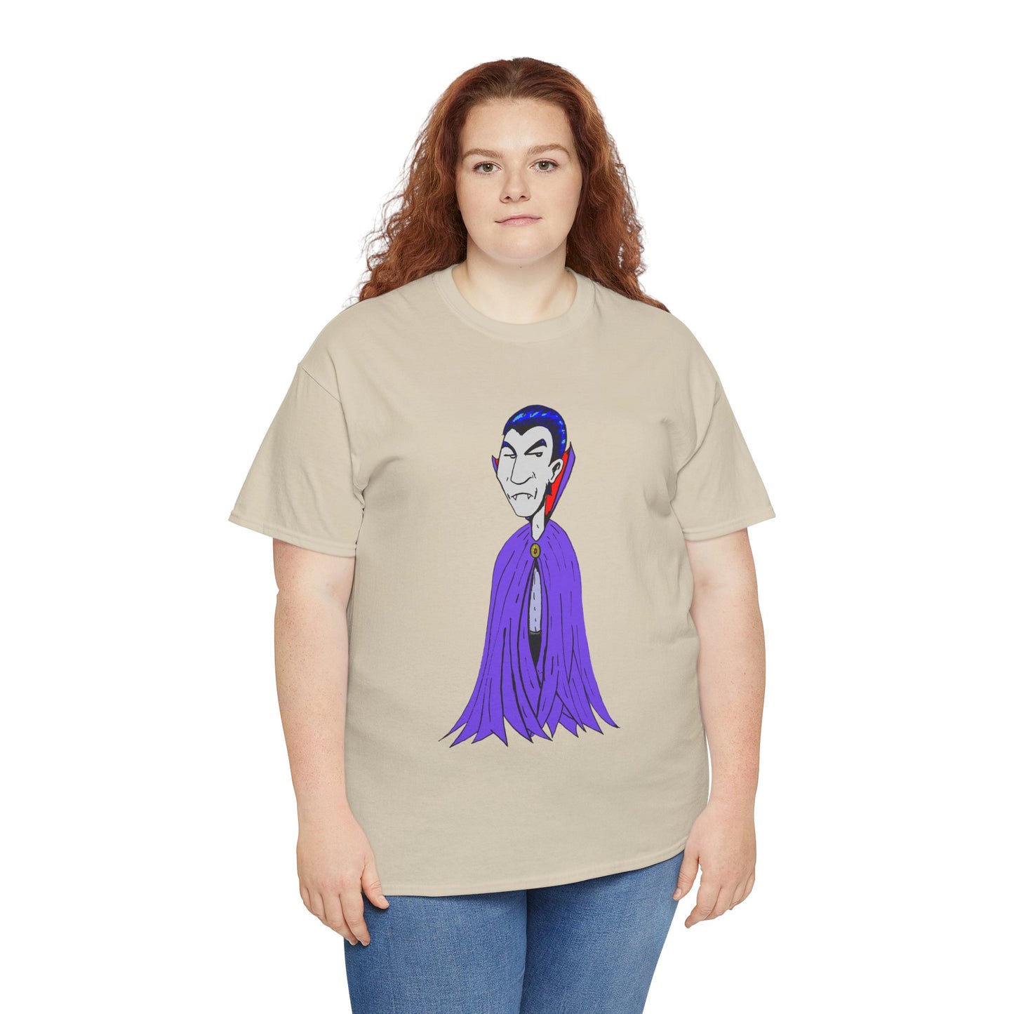 Vampire Cartoon Tee - Cute Purple Cloak Dracula Graphic T-Shirt