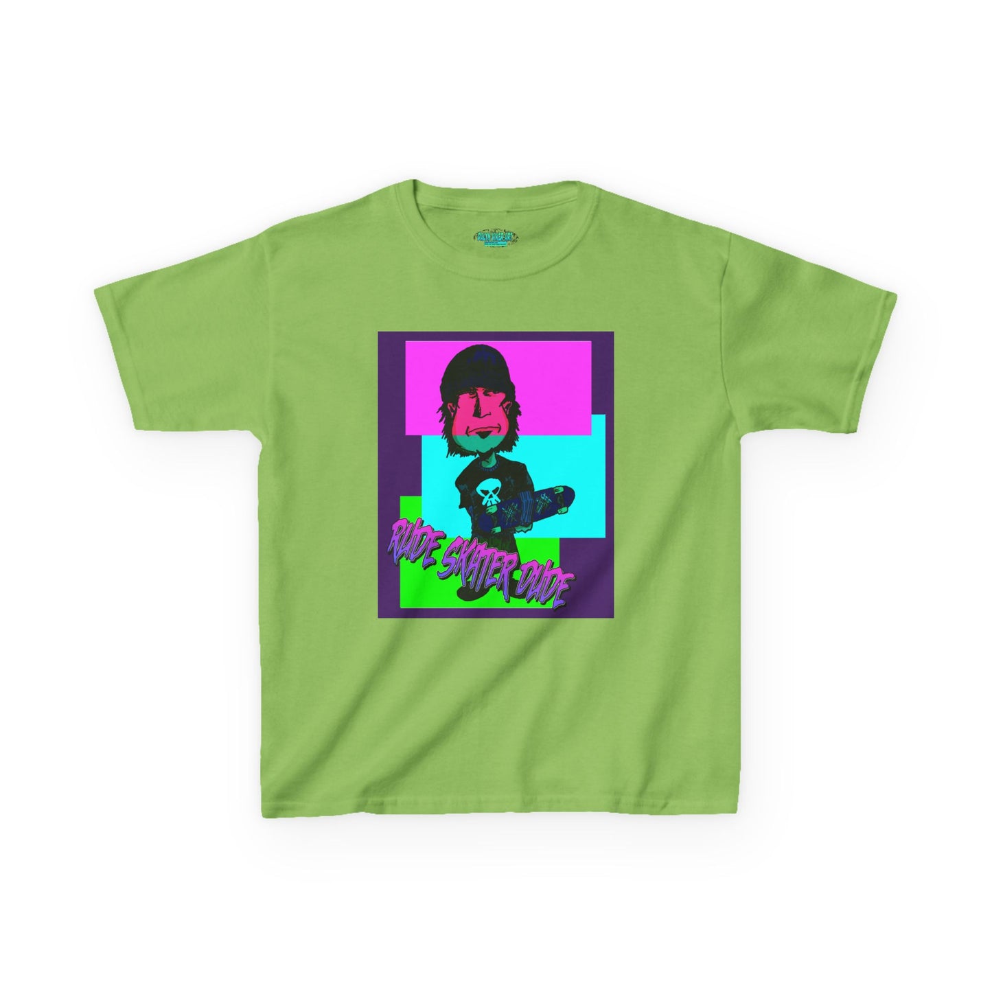 Kids Tee — Retro Neon Rude Skater Dude Kid Graphic T-Shirt