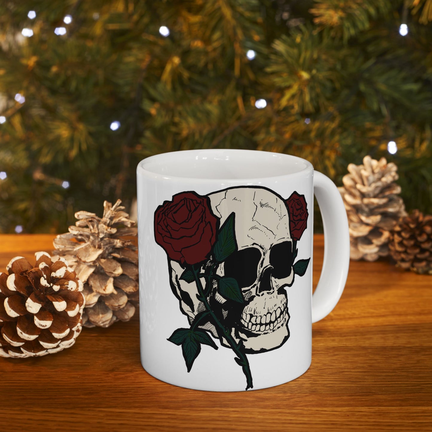Cool Skull and Rose Ceramic Mug - Perfect for Coffee Lovers
