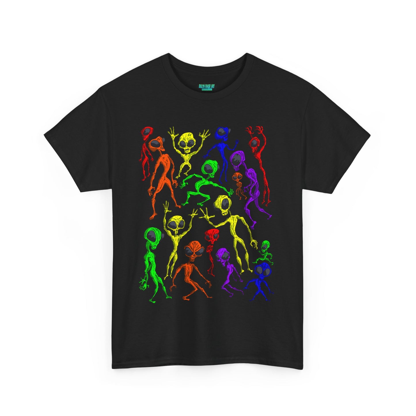 Rainbow Alien Dance Party Unisex Tee - Cosmic Sci-Fi Shirt