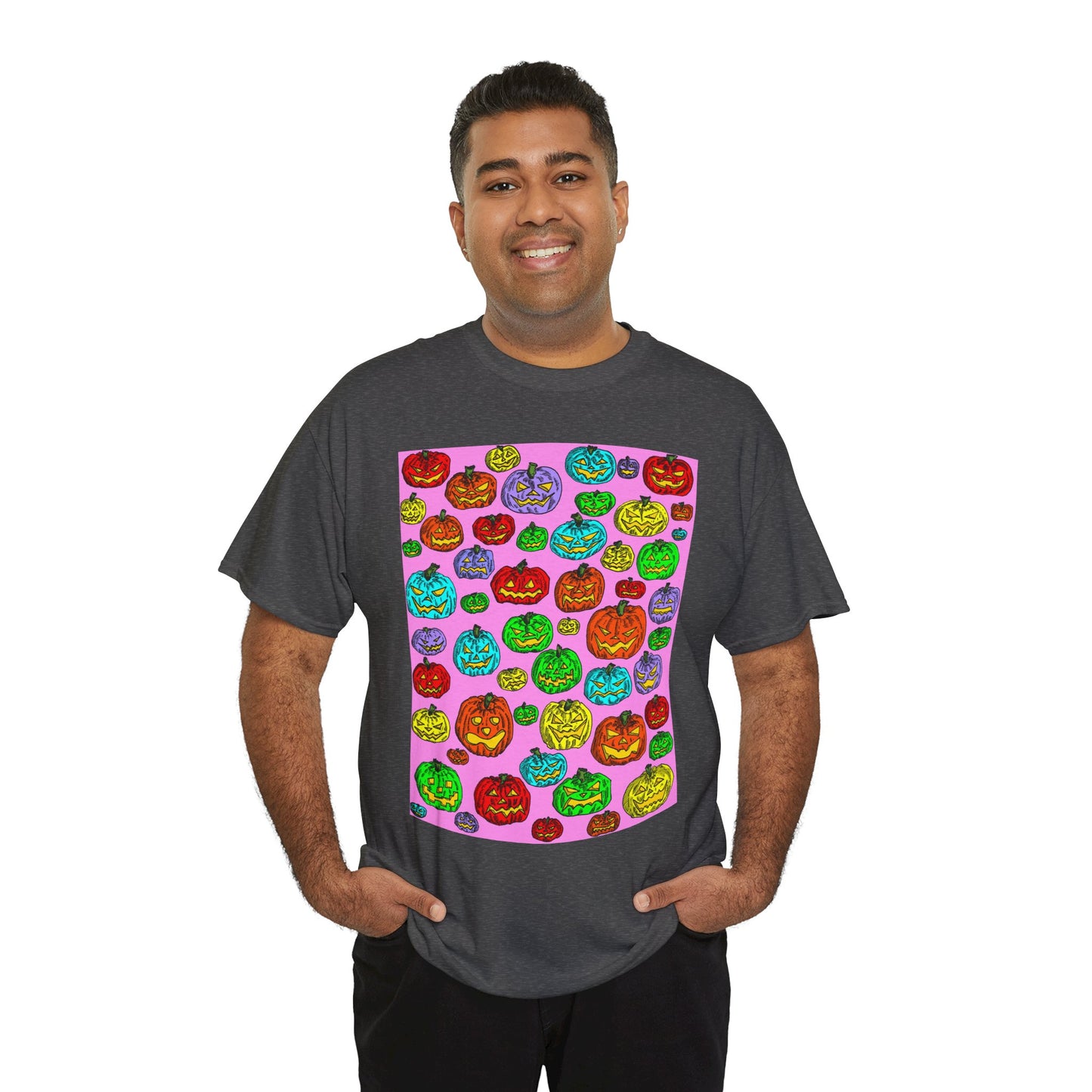 Colorful Pumpkin Graphic Tee, Unisex Cotton T-Shirt, Halloween Costume, Fall Apparel, Trendy Graphic Shirt, Casual Wear