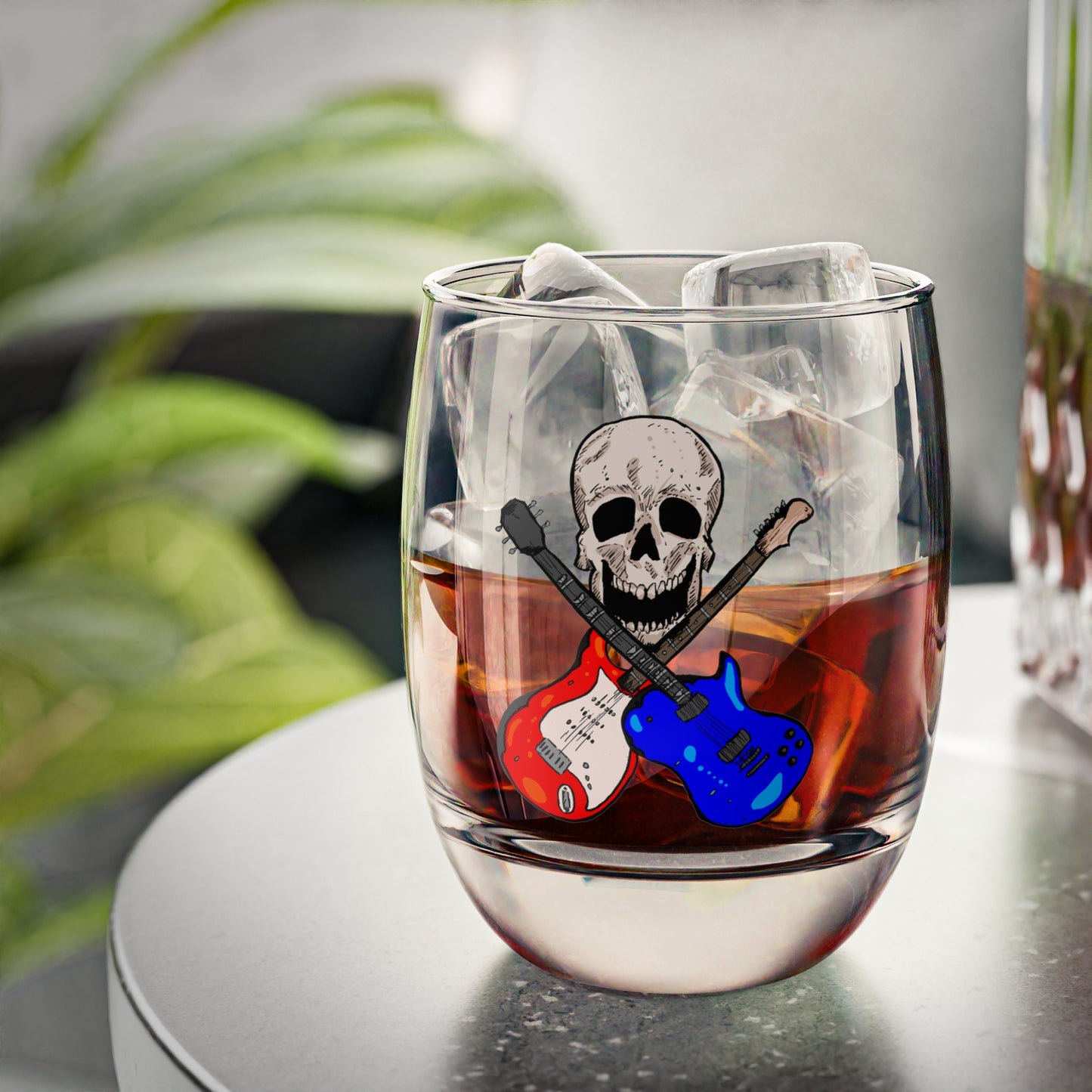 Skull Guitar Whiskey Glass - Unique Barware, Rock & Roll Gift, Music Lover Decor, Party Essential, Custom Drinkware