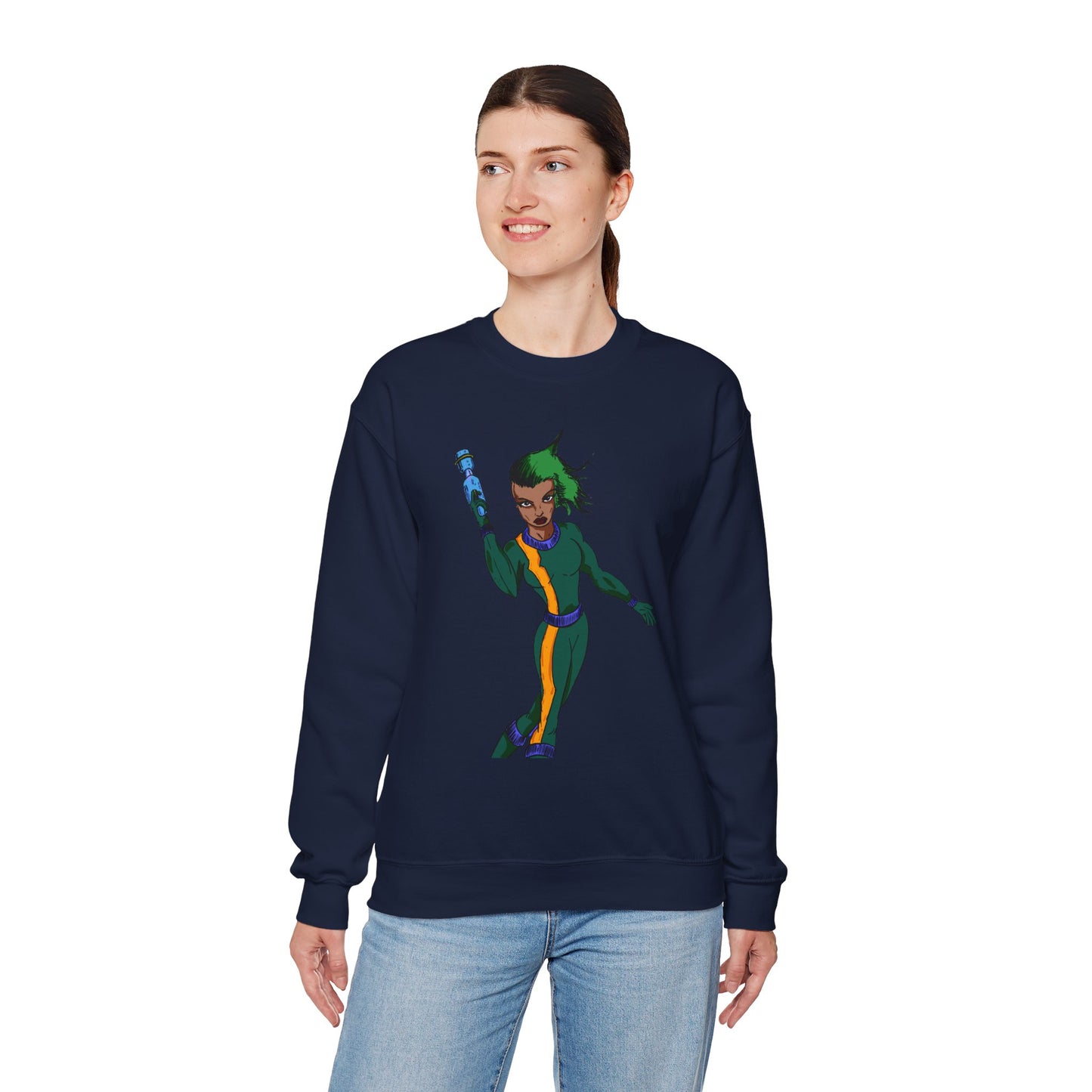 Heroic Vibes Crewneck Sweatshirt with Bold Design