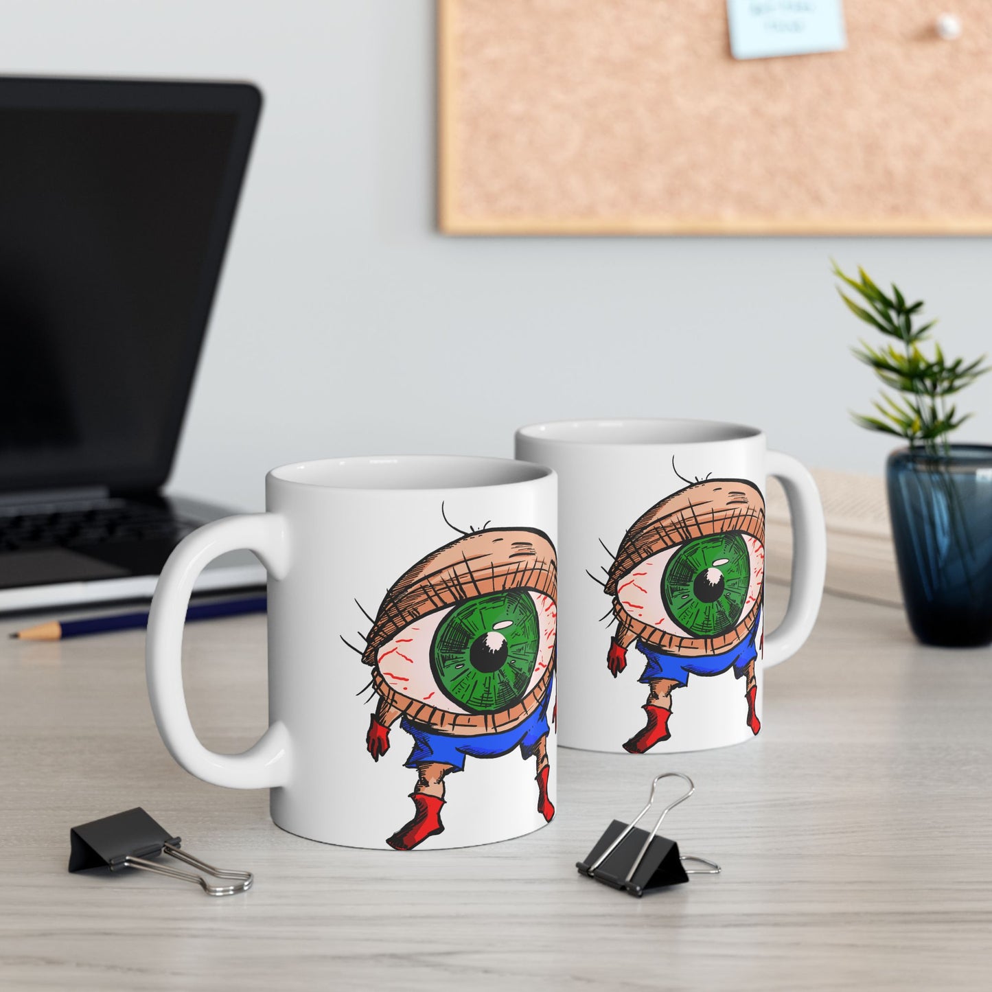 Terrif-EYE-ing Funny Ceramic Mug - Quirky Cartoon Design for Coffee Lovers