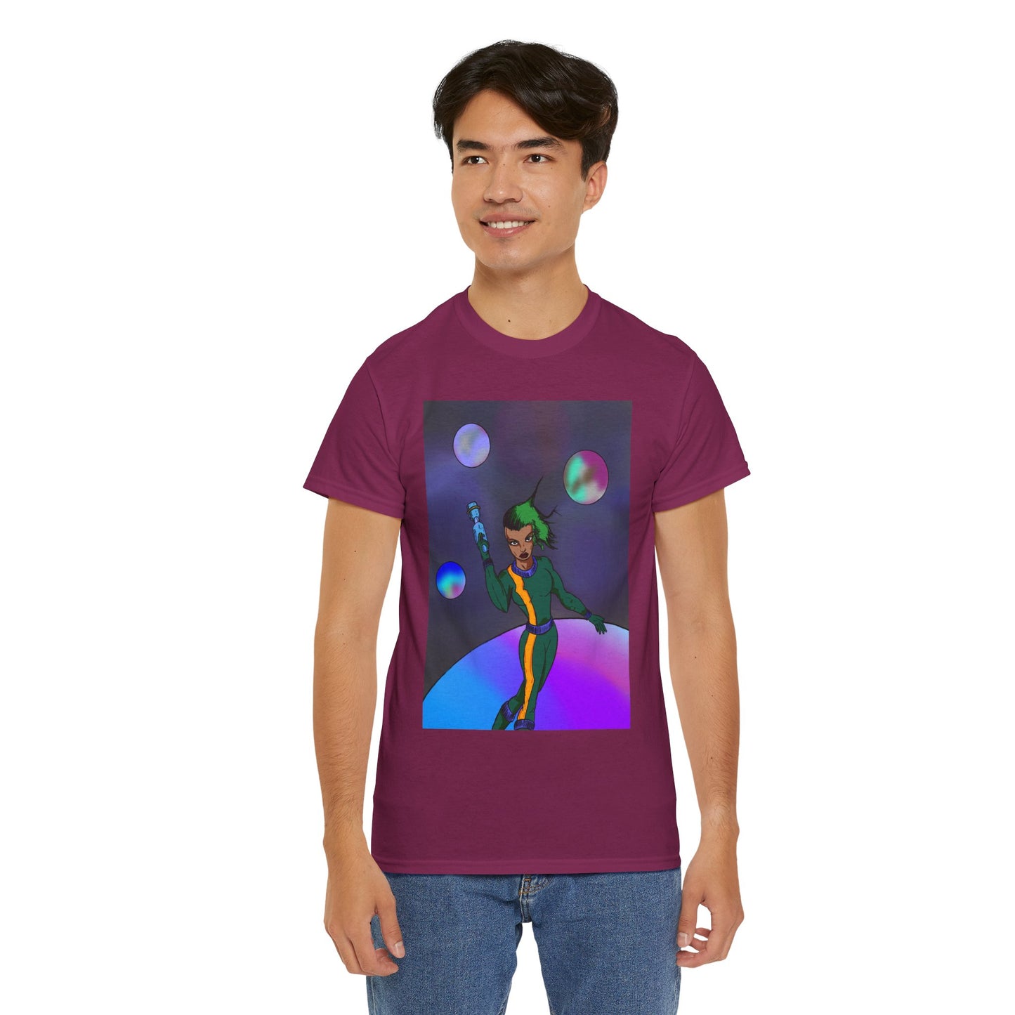 Cosmic Hero Vibe Tee - Unisex Heavy Cotton Tee, Space Art Shirt, Retro Sci-Fi T-Shirt, Gift for Space Lovers, Unique Graphic Tee