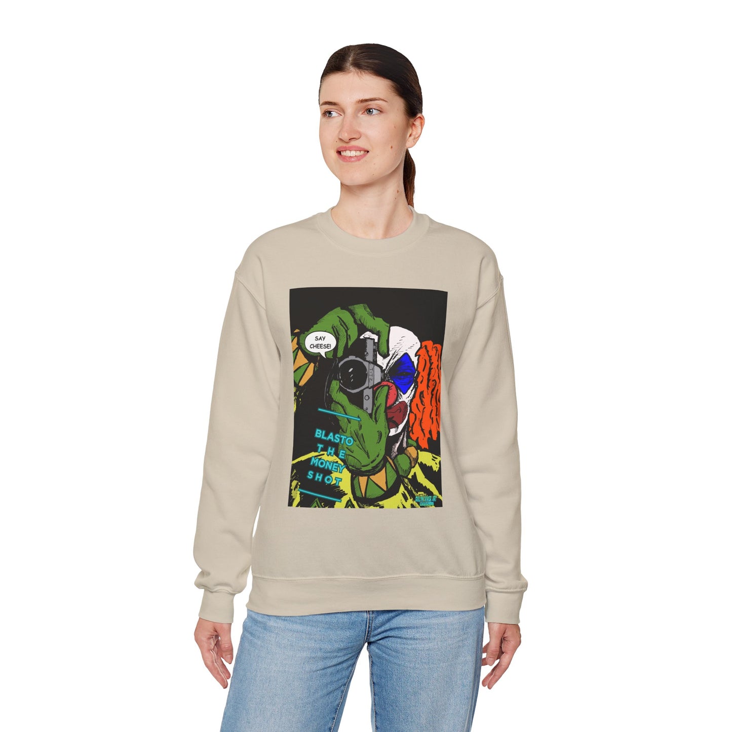 Blasto the Clown Retro Homage Graphic Crewneck Sweatshirt - 'Blast from the Past'