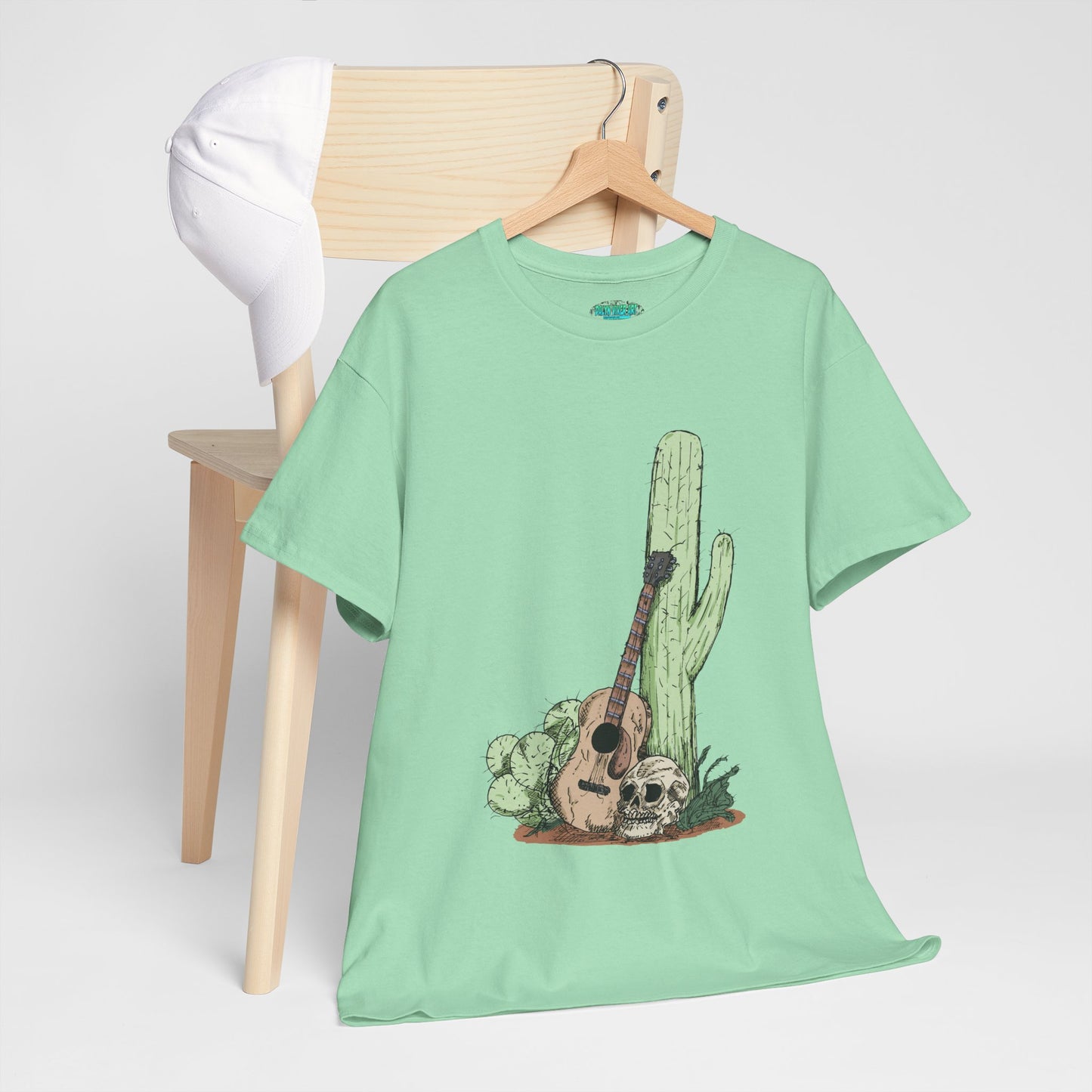 Desert Vibe Graphic Tee - Unisex Heavy Cotton Shirt, Boho Cactus Shirt, Guitar Lover's Gift, Summer Top, Music T-Shirt