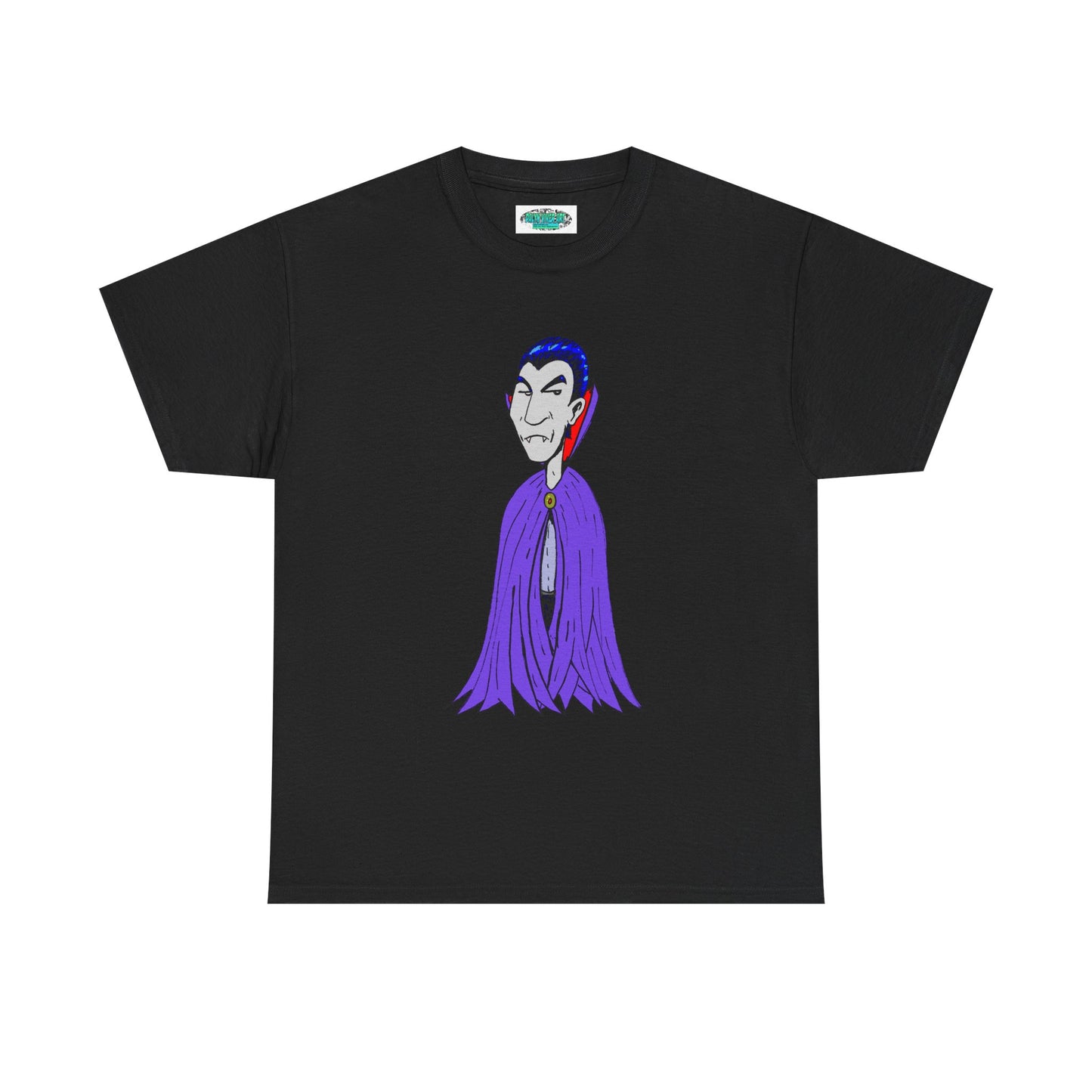 Vampire Cartoon Tee - Cute Purple Cloak Dracula Graphic T-Shirt