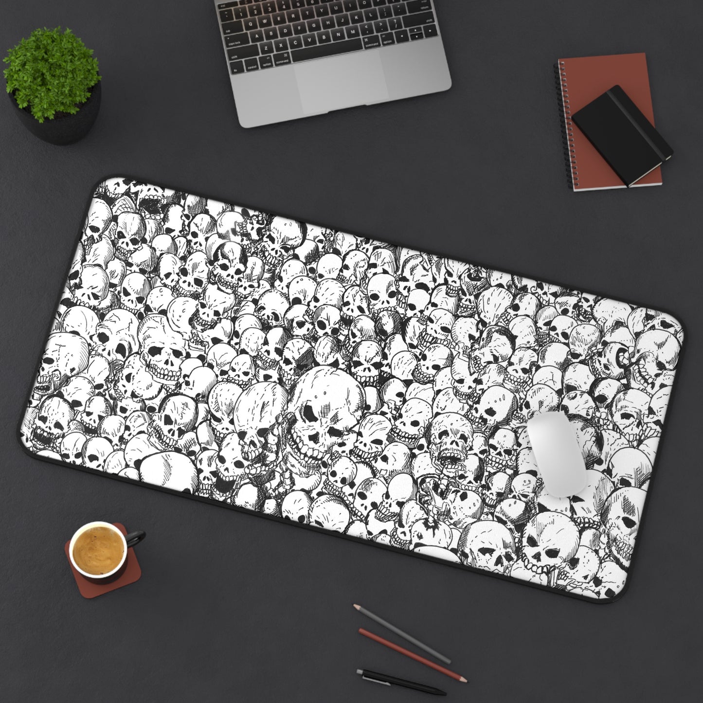 Gathering of Skulls - Original Black and White - Desk Mat