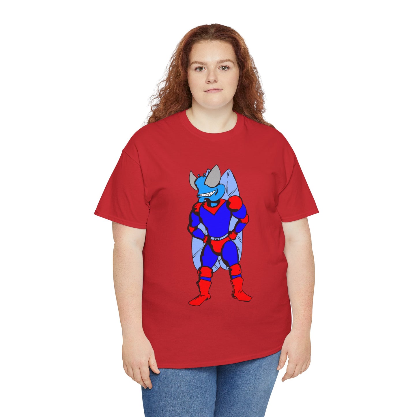 Astro-Fly Hero Graphic Tee - Blue & Red Superhero T-Shirt