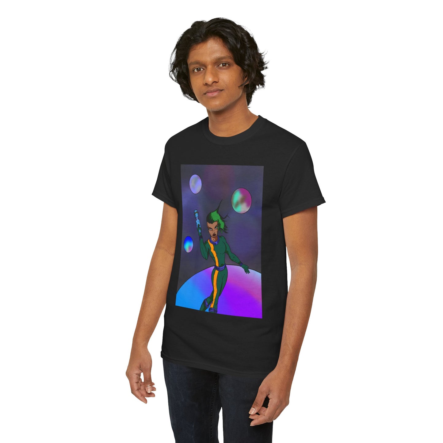 Cosmic Hero Vibe Tee - Unisex Heavy Cotton Tee, Space Art Shirt, Retro Sci-Fi T-Shirt, Gift for Space Lovers, Unique Graphic Tee
