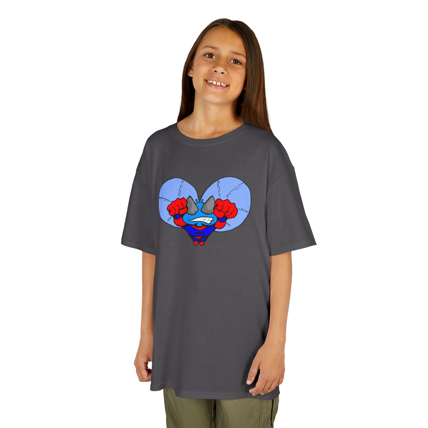 Astro-Fly Kids Superhero T‑Shirt — Cute Blue Hero Design