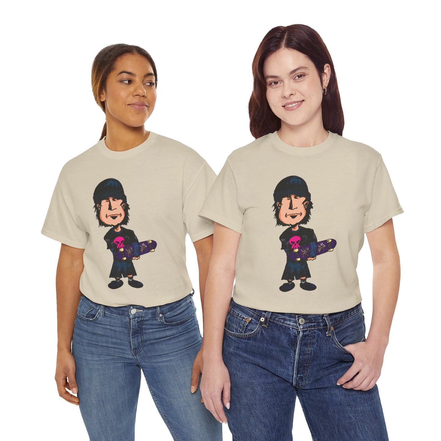 Rude Skater Dude - Skate Punk - Skater Kid Cartoon T‑Shirt — Cute Skateboarder Graphic Tee