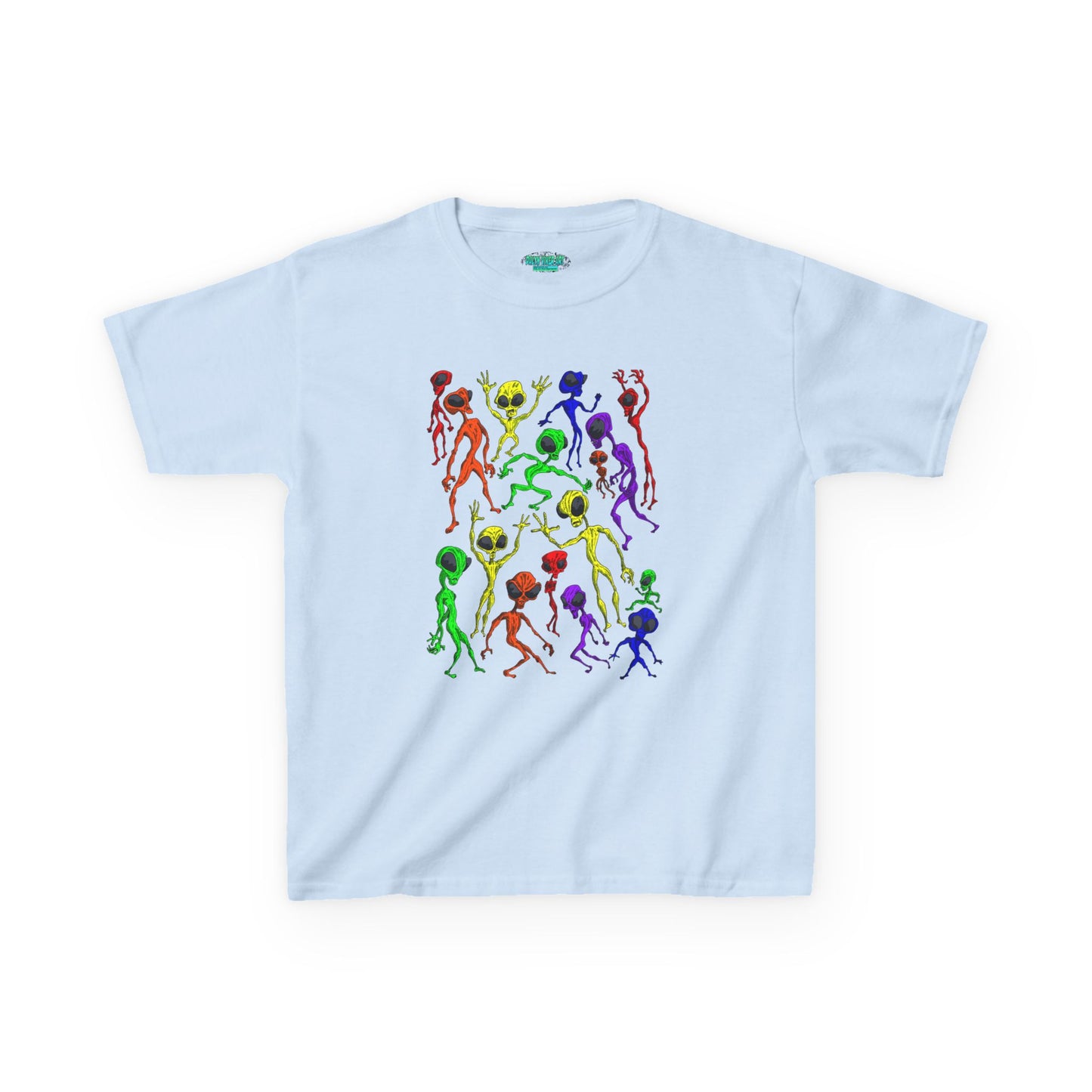 Colorful Alien Dance Party Kids Tee, Fun Graphic T-Shirt, Youth Summer Apparel, Gift for Young Dancers, Birthday Party Outfit, Festival Wear
