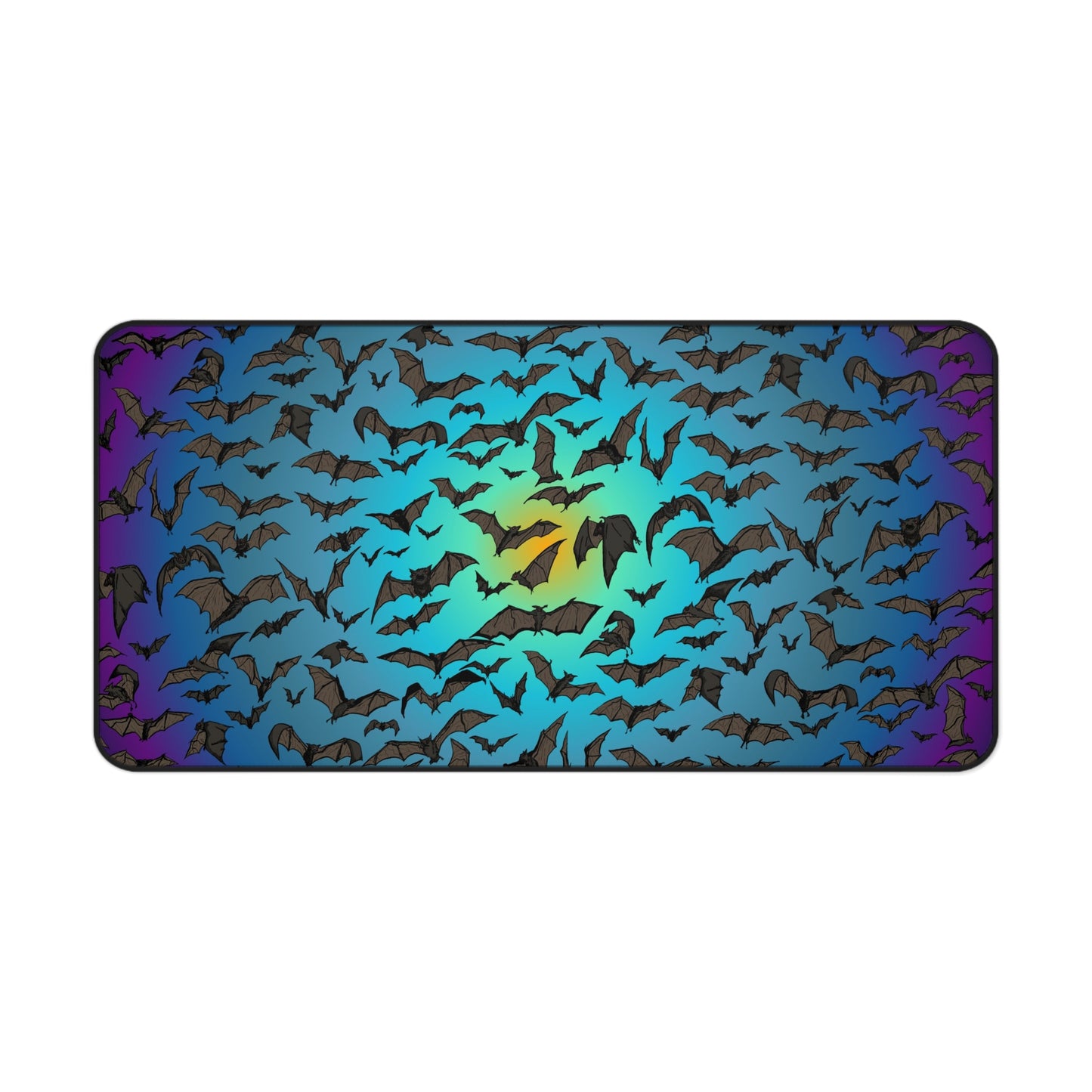 Bat Swarm Portal Desk Mat — Gradient Blue & Purple Gaming Mouse Pad