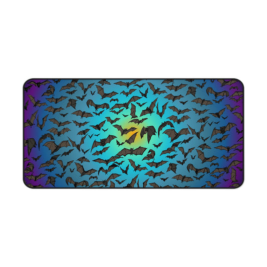 Bat Swarm Portal Desk Mat — Gradient Blue & Purple Gaming Mouse Pad