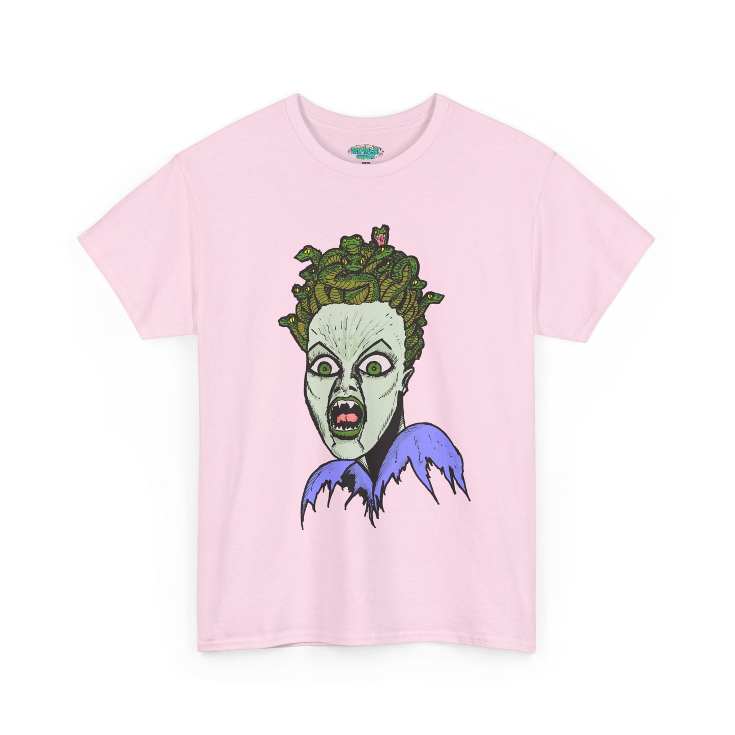 Spooky Medusa Unisex Heavy Cotton Tee - Perfect for Halloween, Horror Fans, Casual Wear, Party Outfits, Graphic Tees